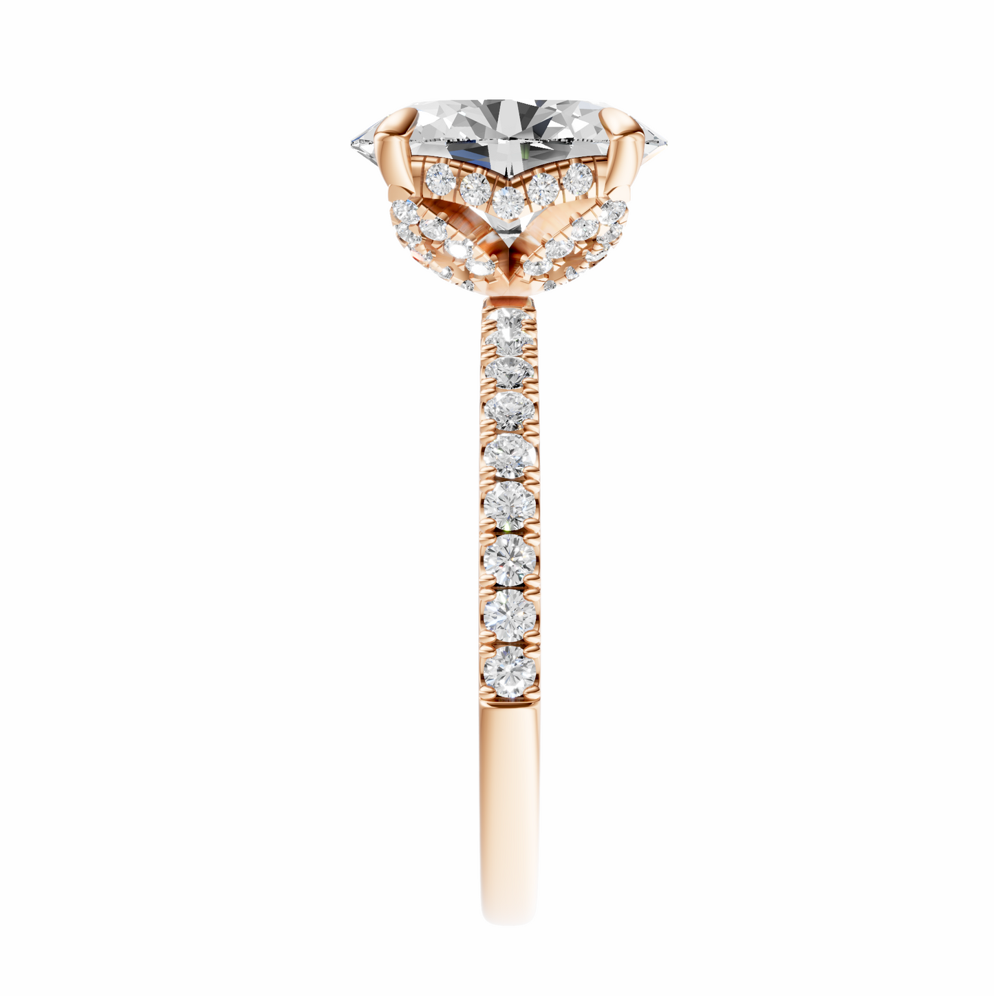 Oval Traditional Accented Tulip Sparkler Setting