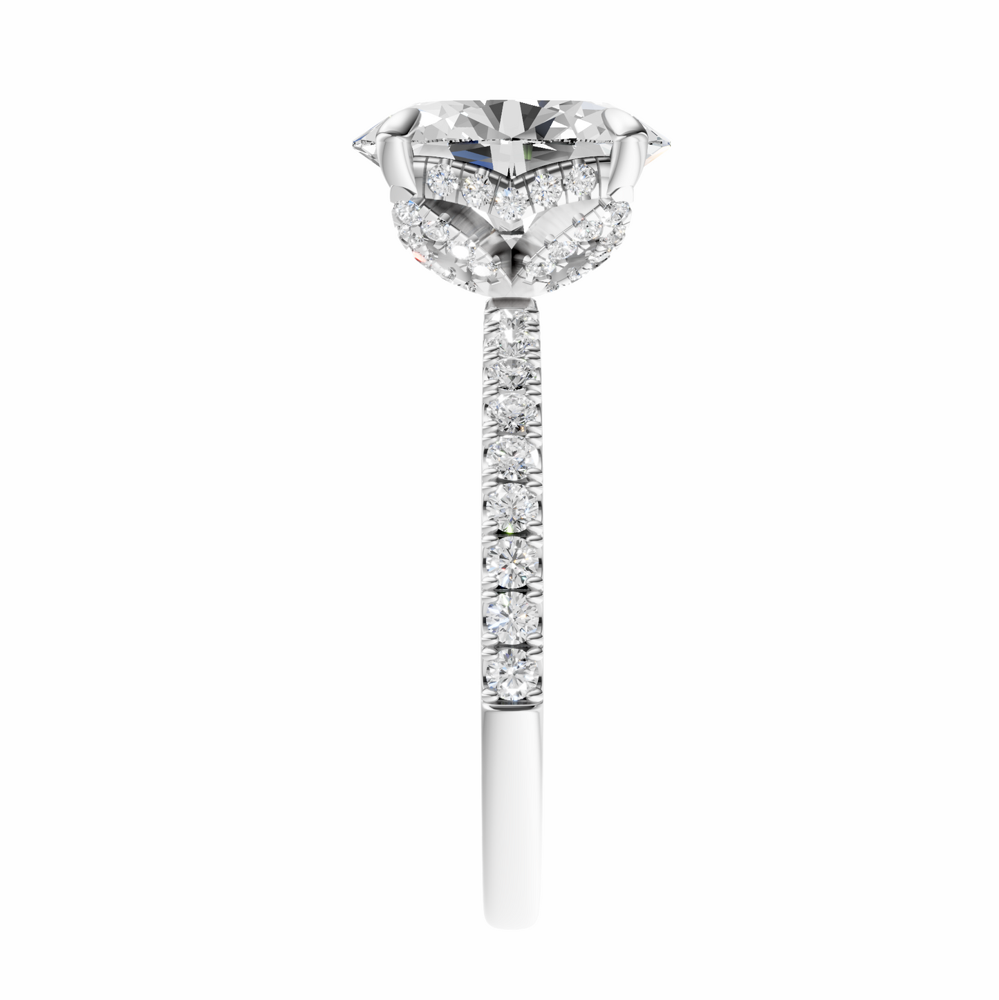 Oval Traditional Accented Tulip Sparkler Setting