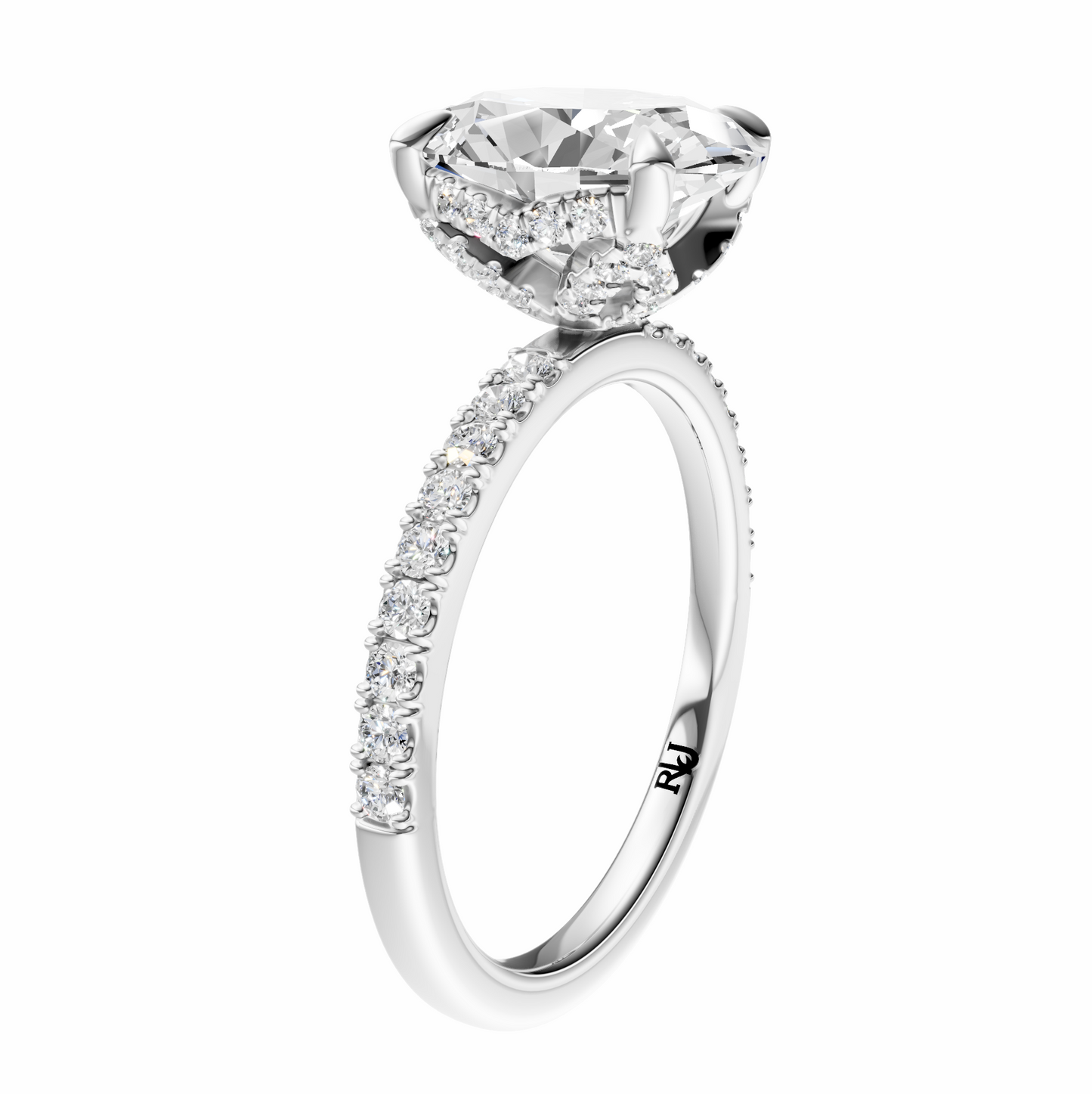Oval Traditional Accented Tulip Sparkler Setting