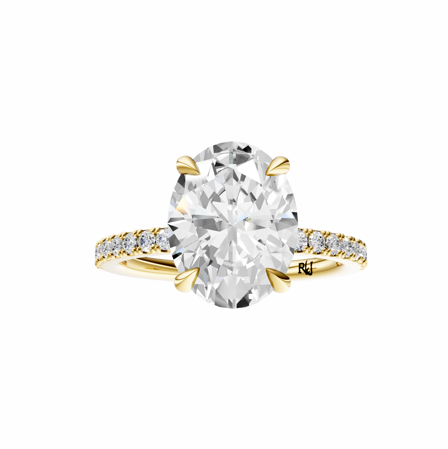 Oval Traditional Accented Tulip Sparkler Setting