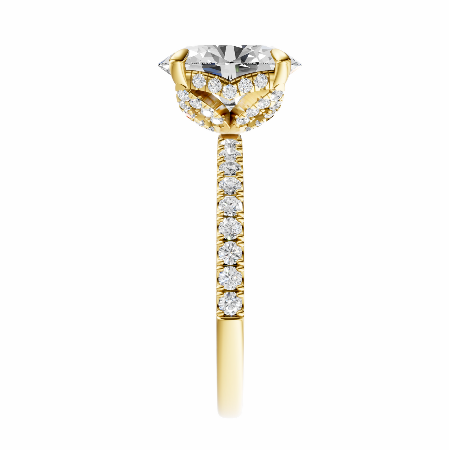 Oval Traditional Accented Tulip Sparkler Setting