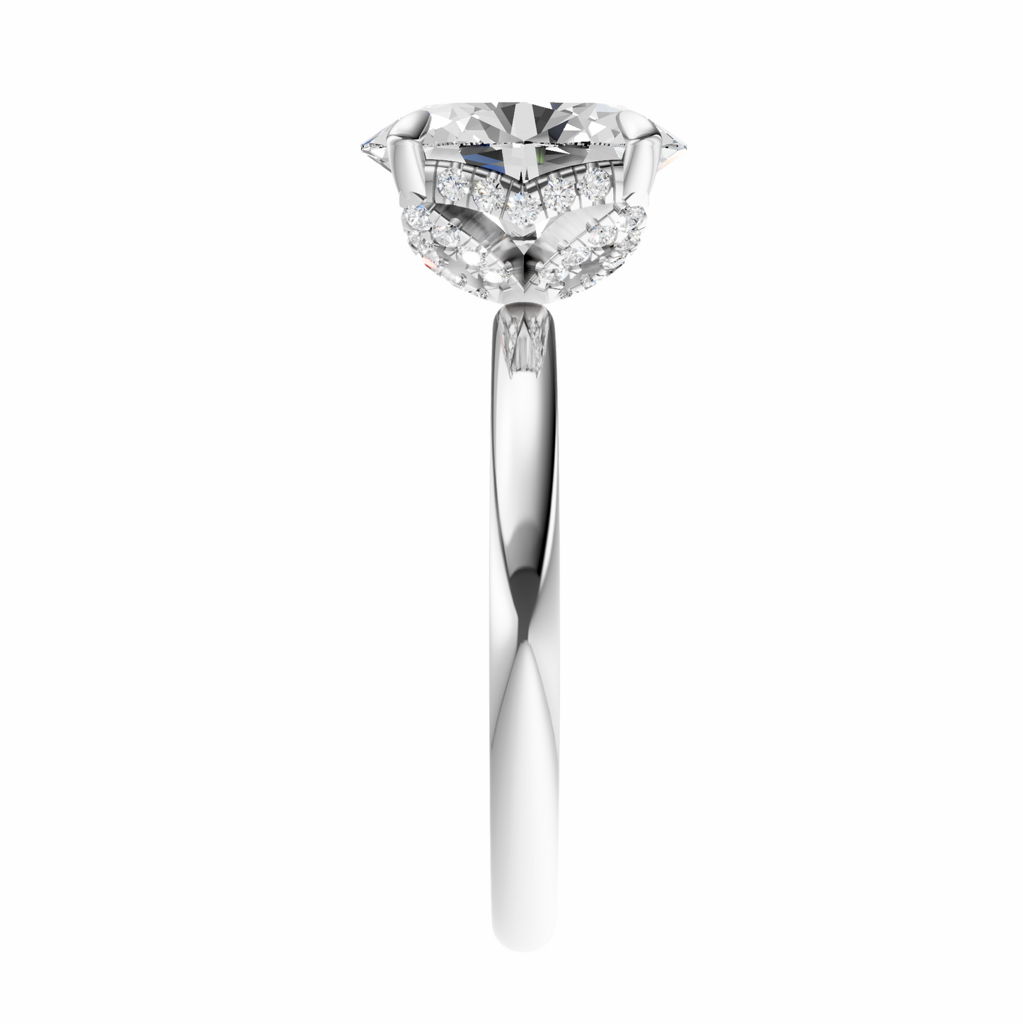 Oval Accented Tulip Solitaire Setting