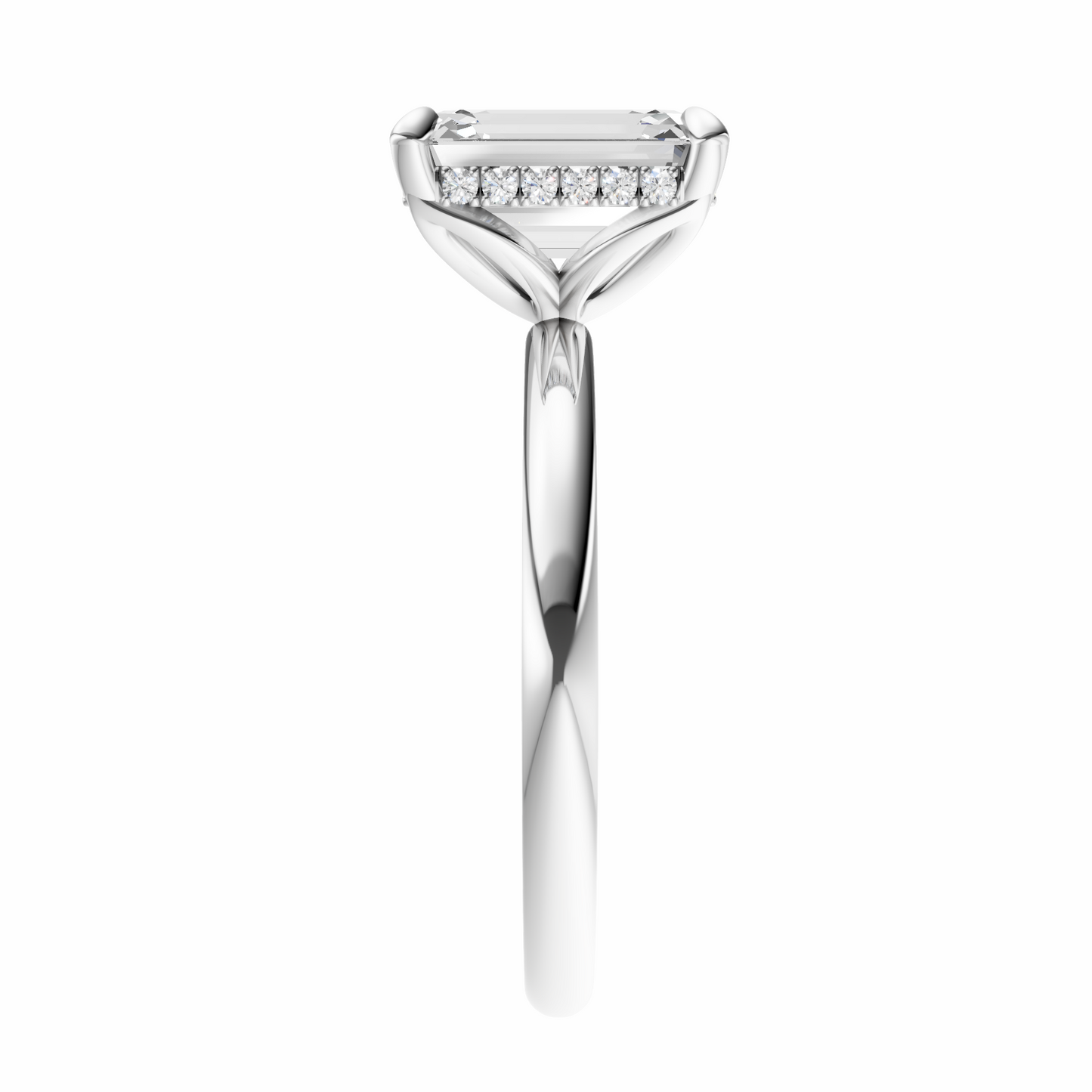 Emerald Tulip Hidden Halo Solitaire Setting