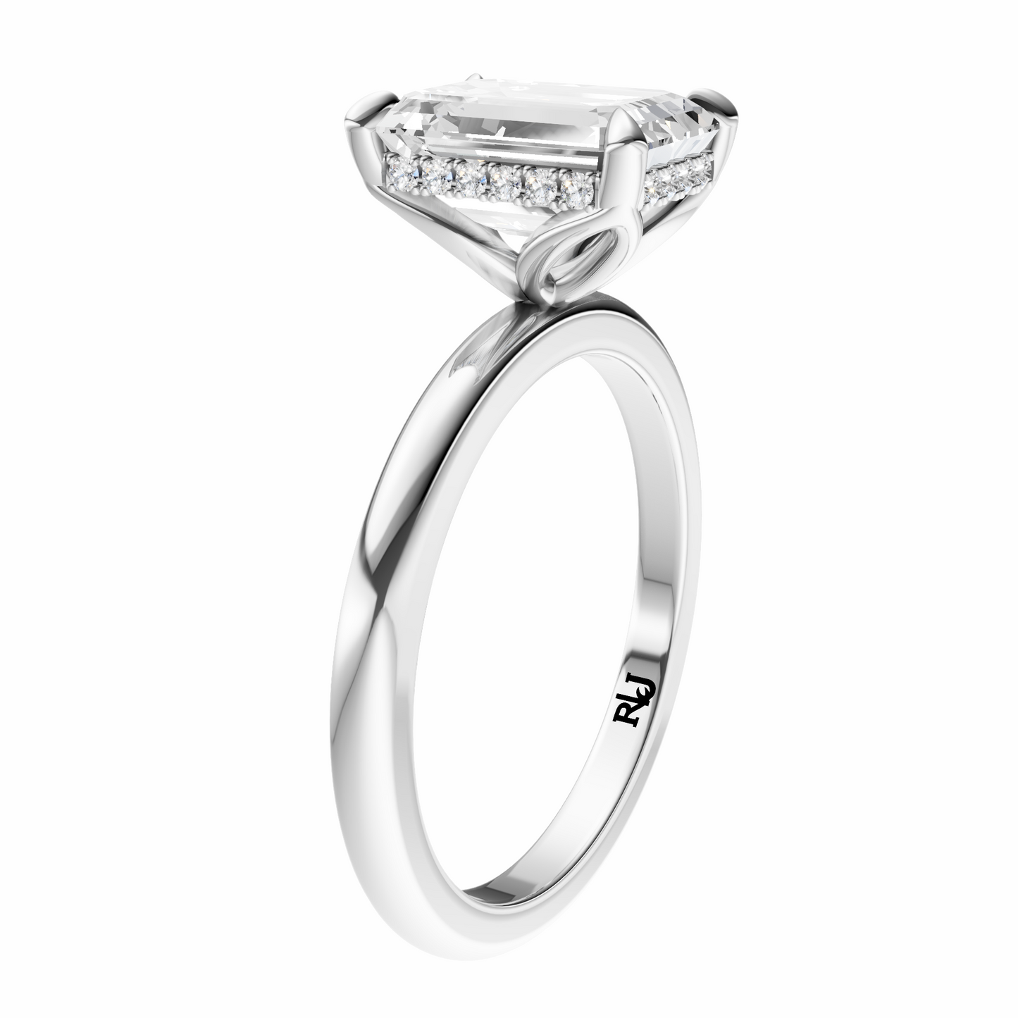 Emerald Tulip Hidden Halo Solitaire Setting