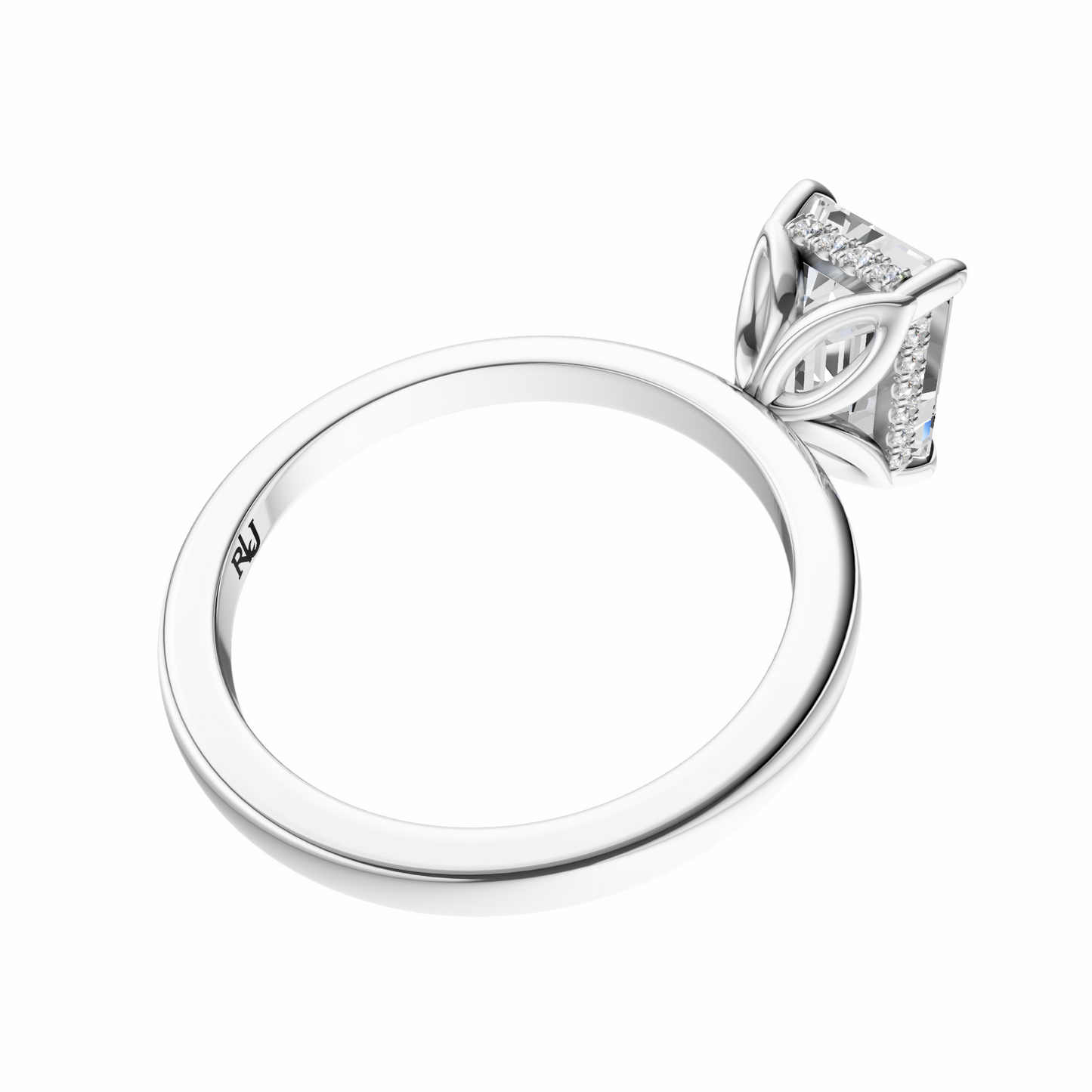 Emerald Tulip Hidden Halo Solitaire Setting
