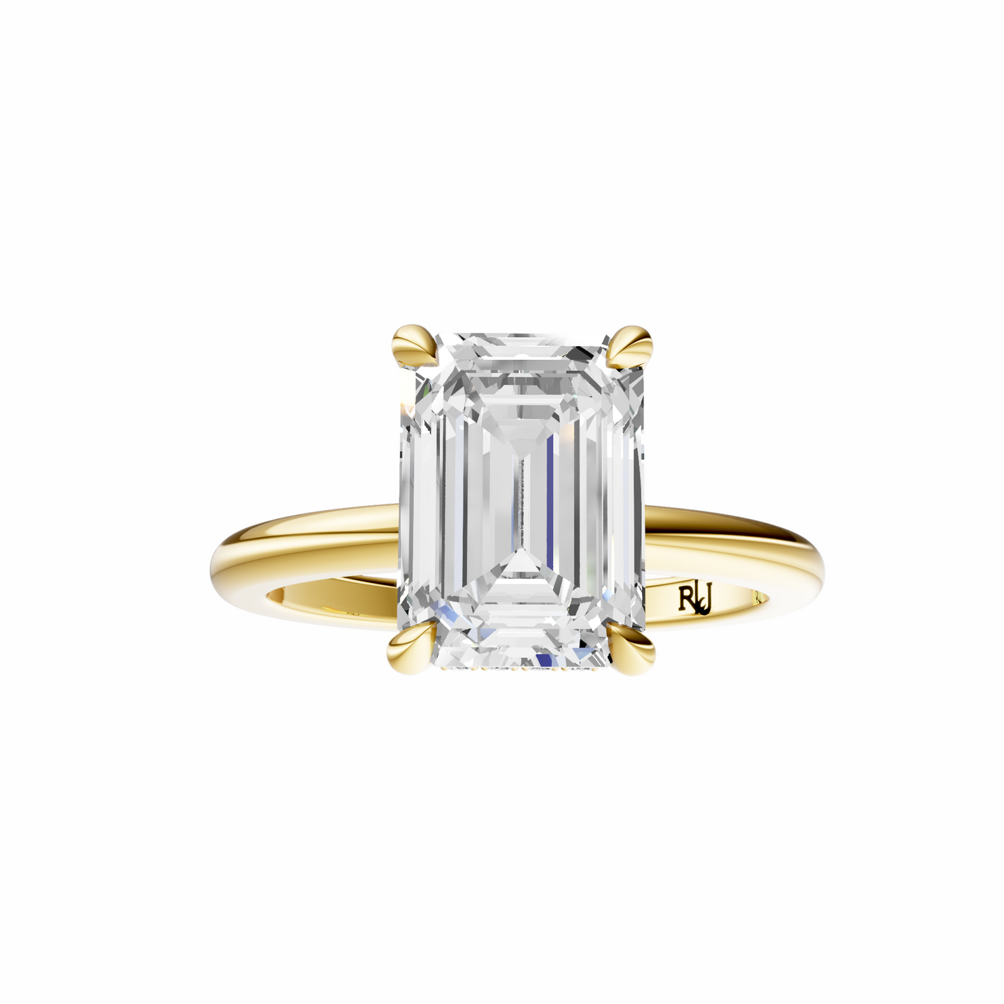 Emerald Tulip Hidden Halo Solitaire Setting
