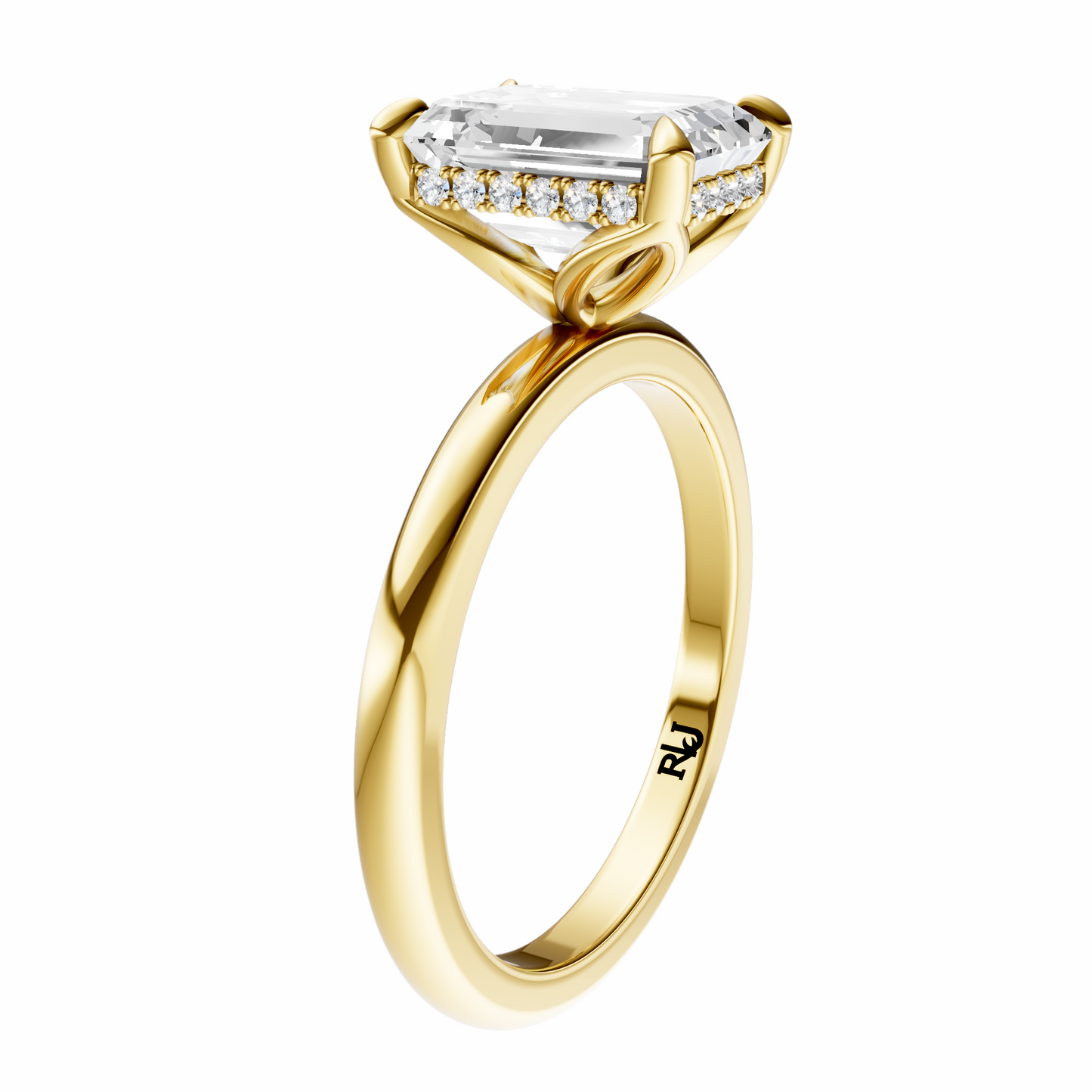 Emerald Tulip Hidden Halo Solitaire Setting