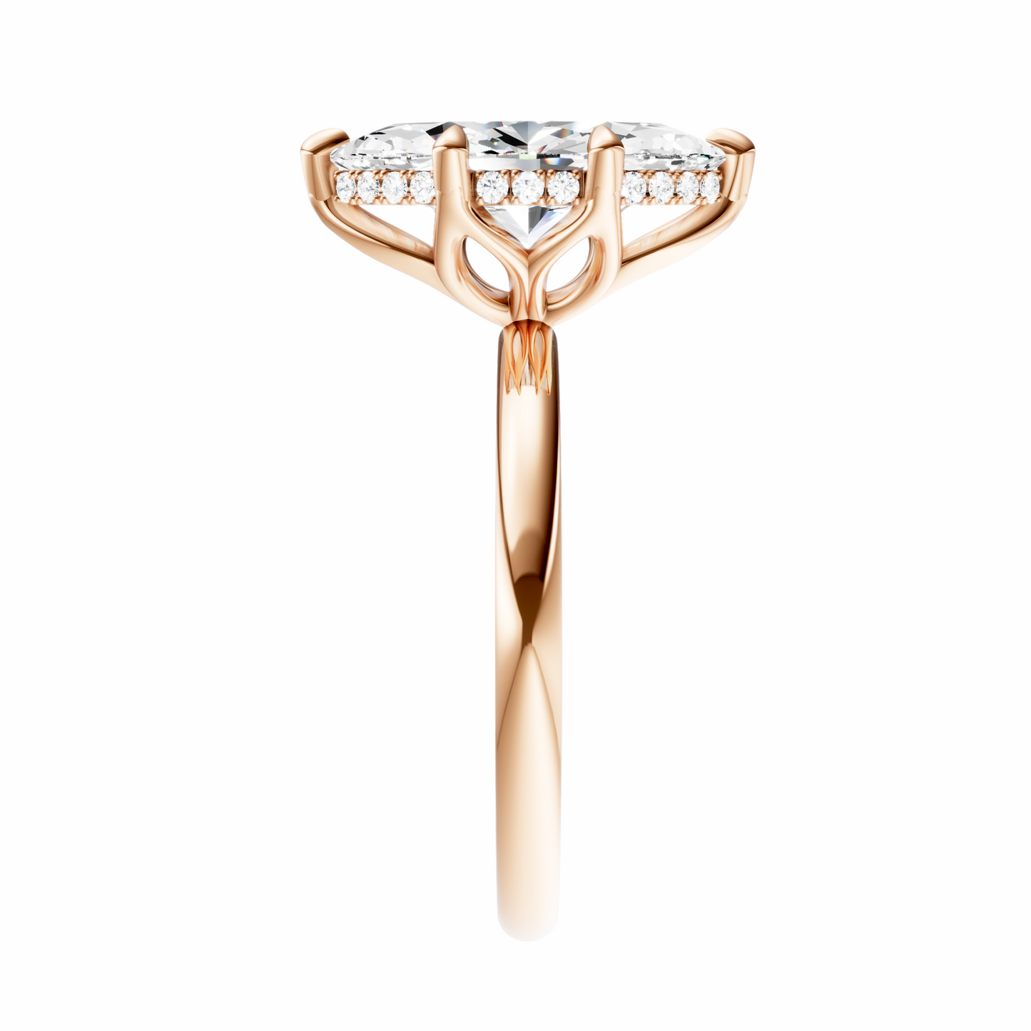 Marquise Tulip Hidden Halo Solitaire Setting
