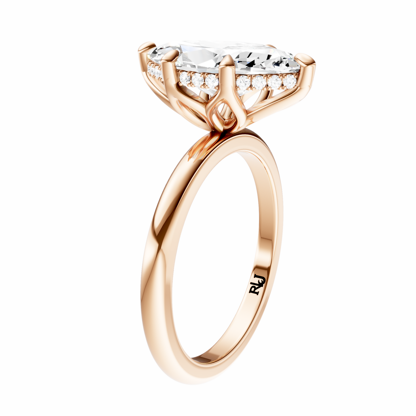 Marquise Tulip Hidden Halo Solitaire Setting