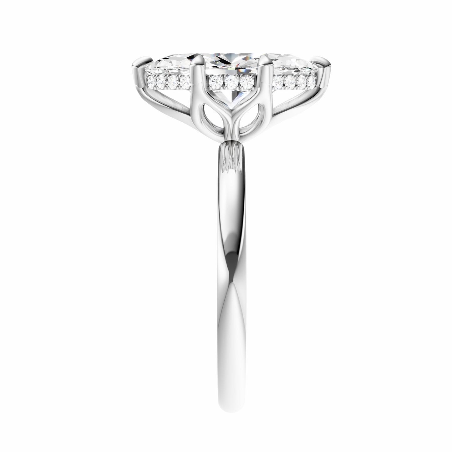 Marquise Tulip Hidden Halo Solitaire Setting