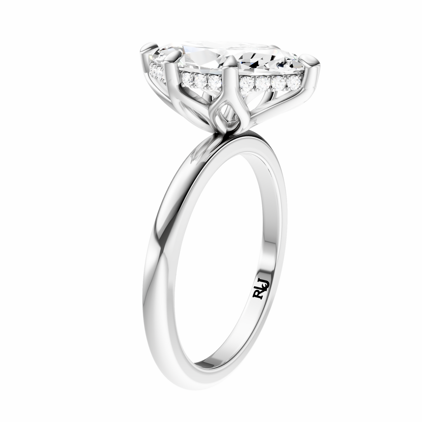 Marquise Tulip Hidden Halo Solitaire Setting