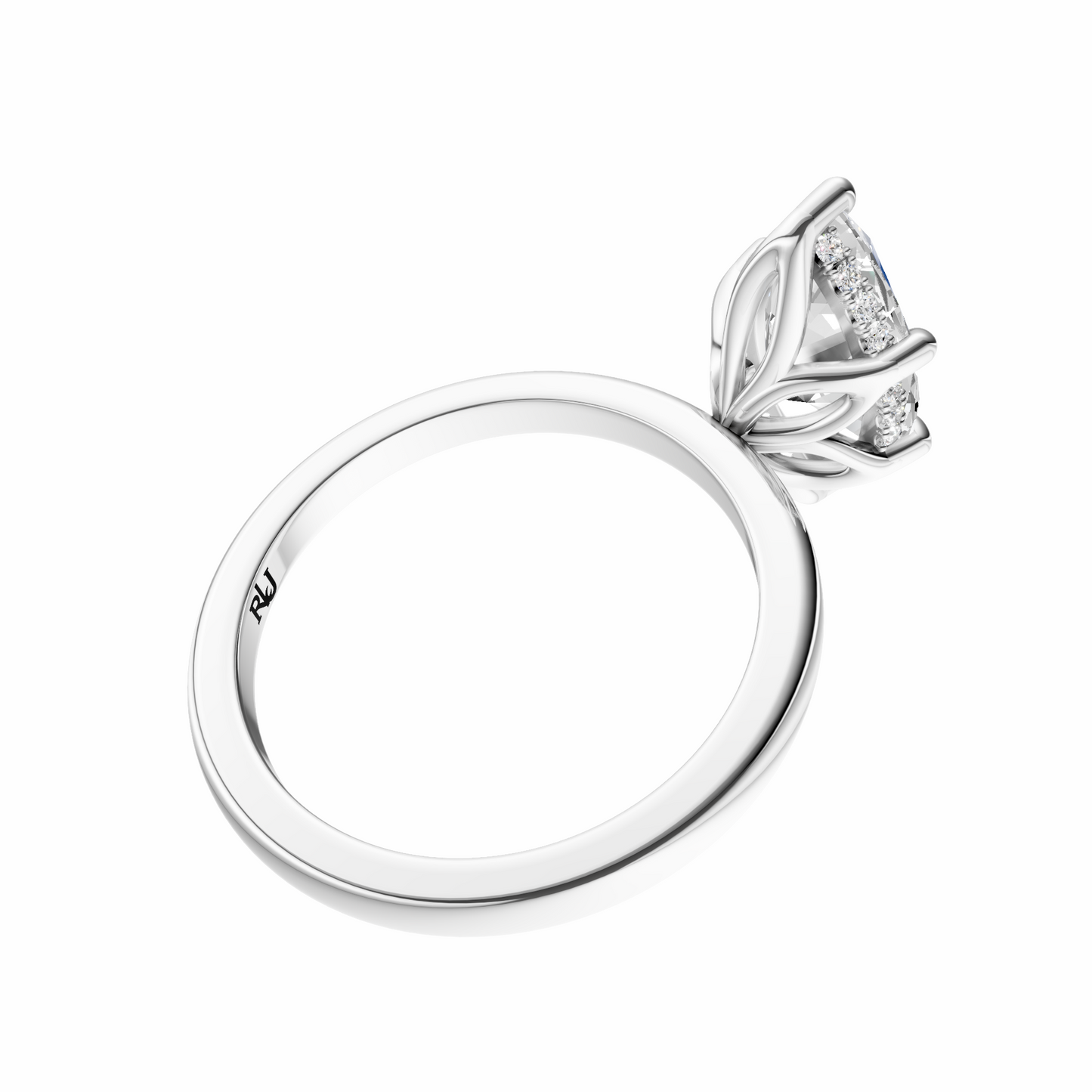 Marquise Tulip Hidden Halo Solitaire Setting
