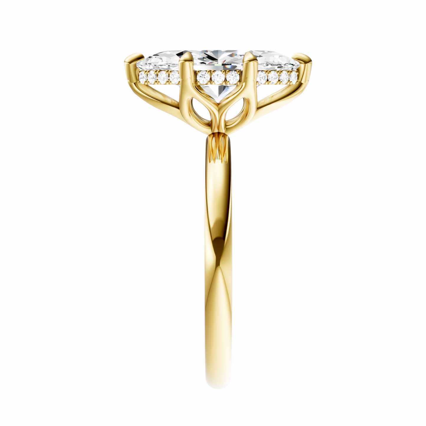 Marquise Tulip Hidden Halo Solitaire Setting