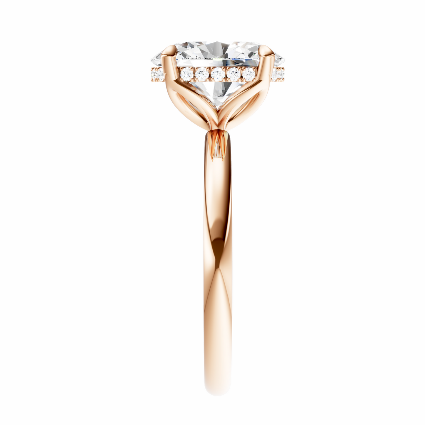 Oval Tulip Hidden Halo Solitaire Setting