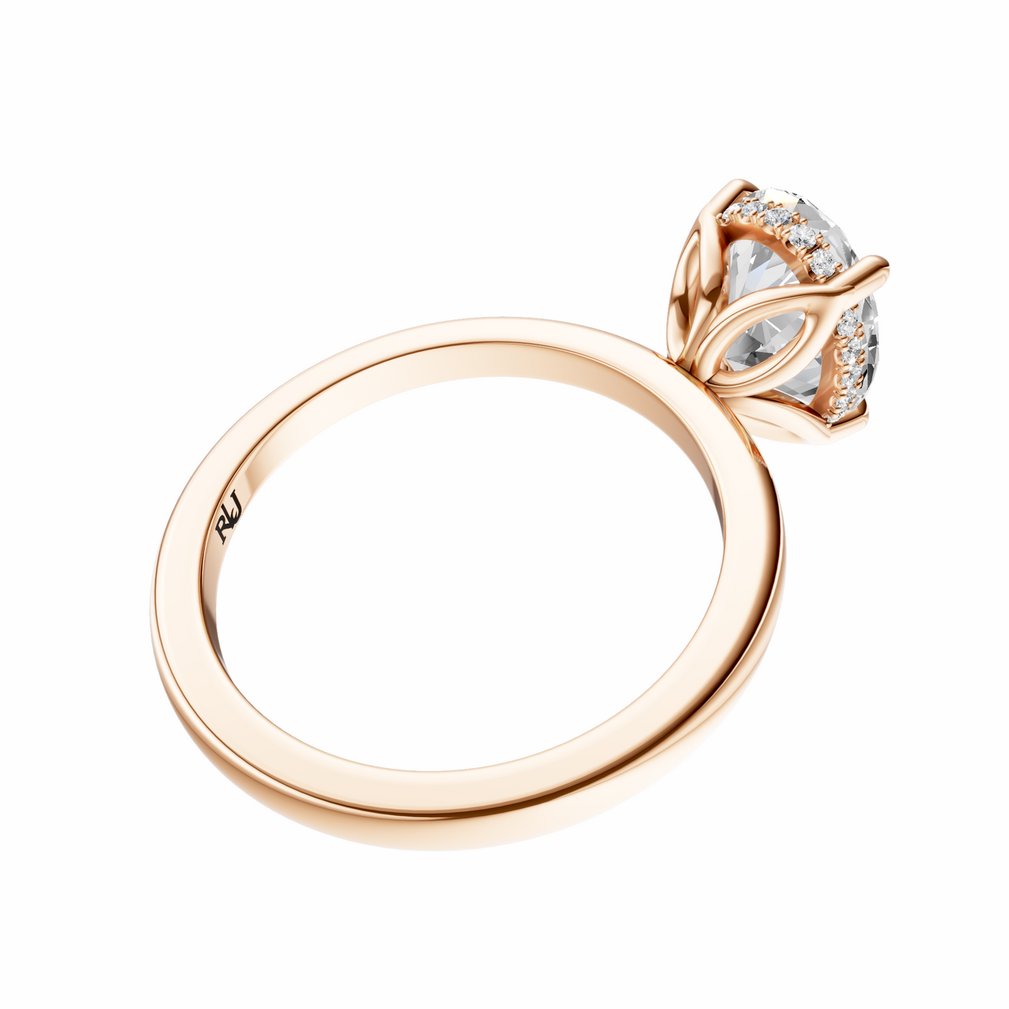 Oval Tulip Hidden Halo Solitaire Setting