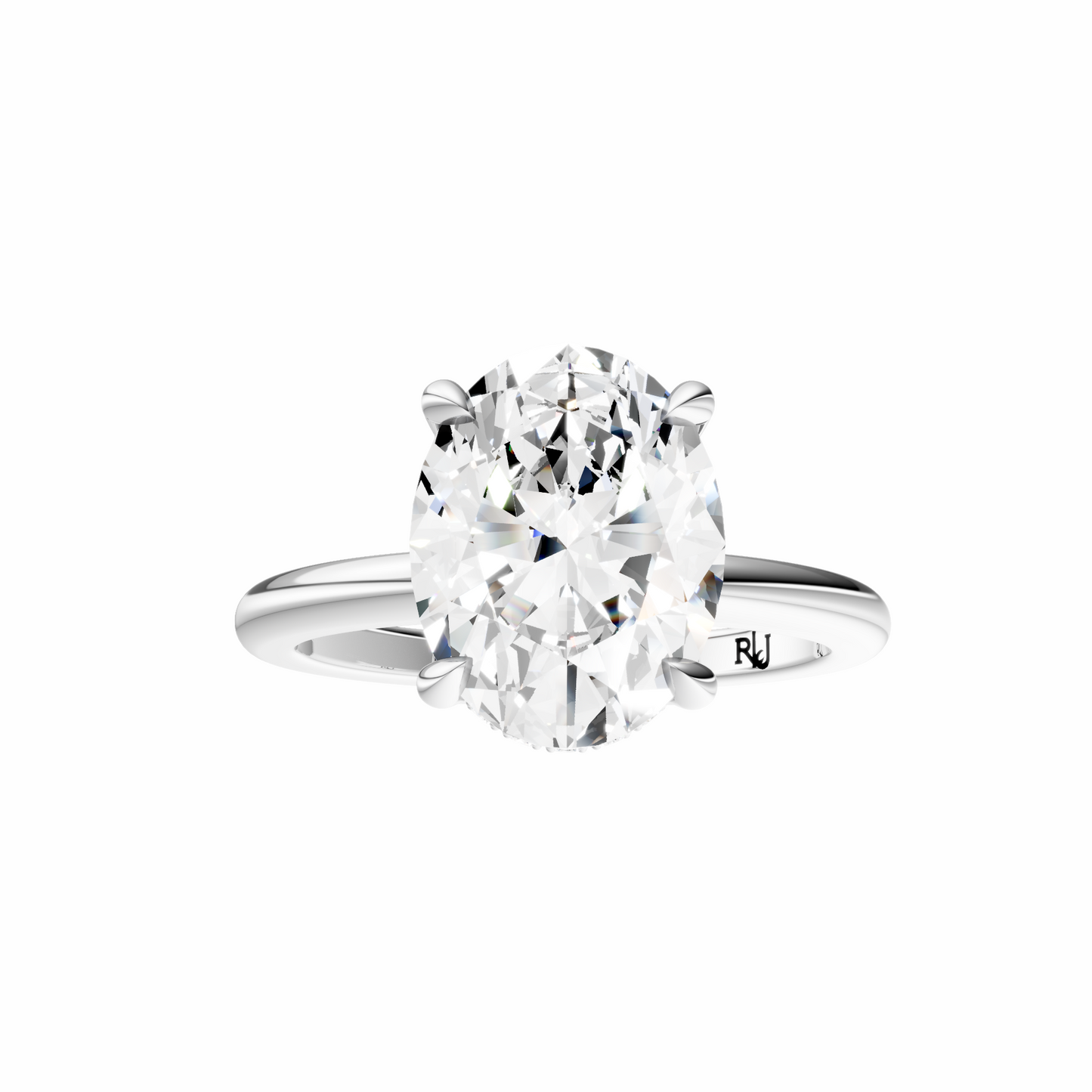 Oval Tulip Hidden Halo Solitaire Setting