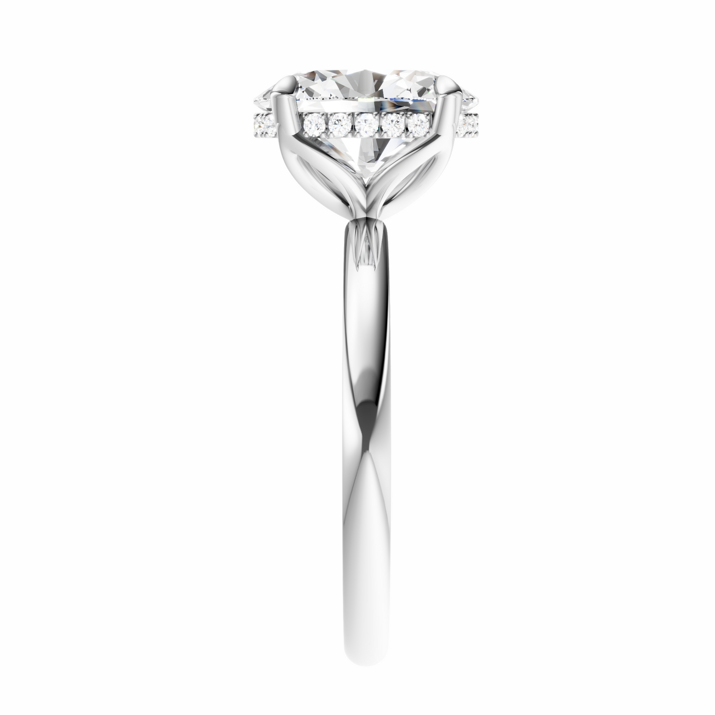 Oval Tulip Hidden Halo Solitaire Setting