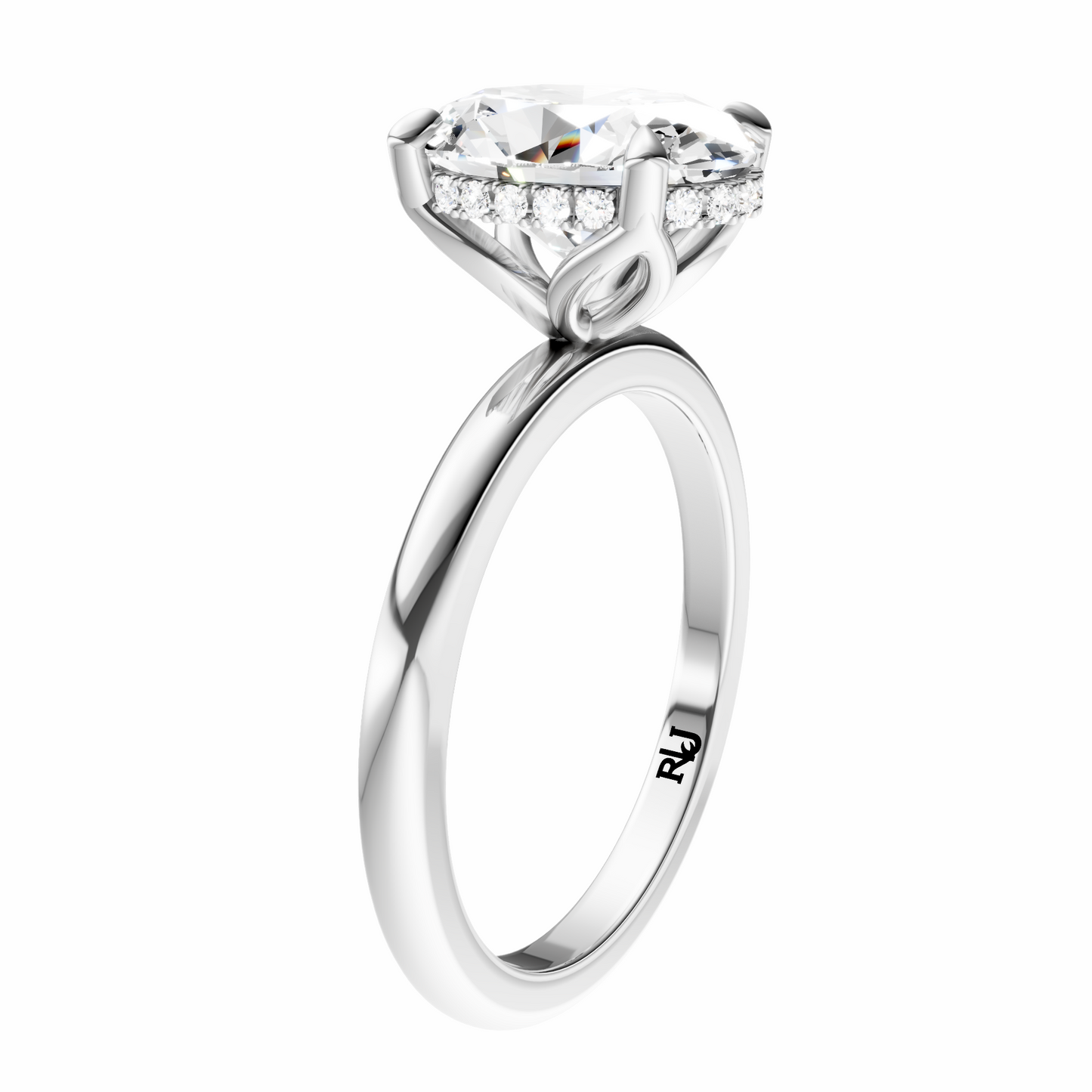 Oval Tulip Hidden Halo Solitaire Setting