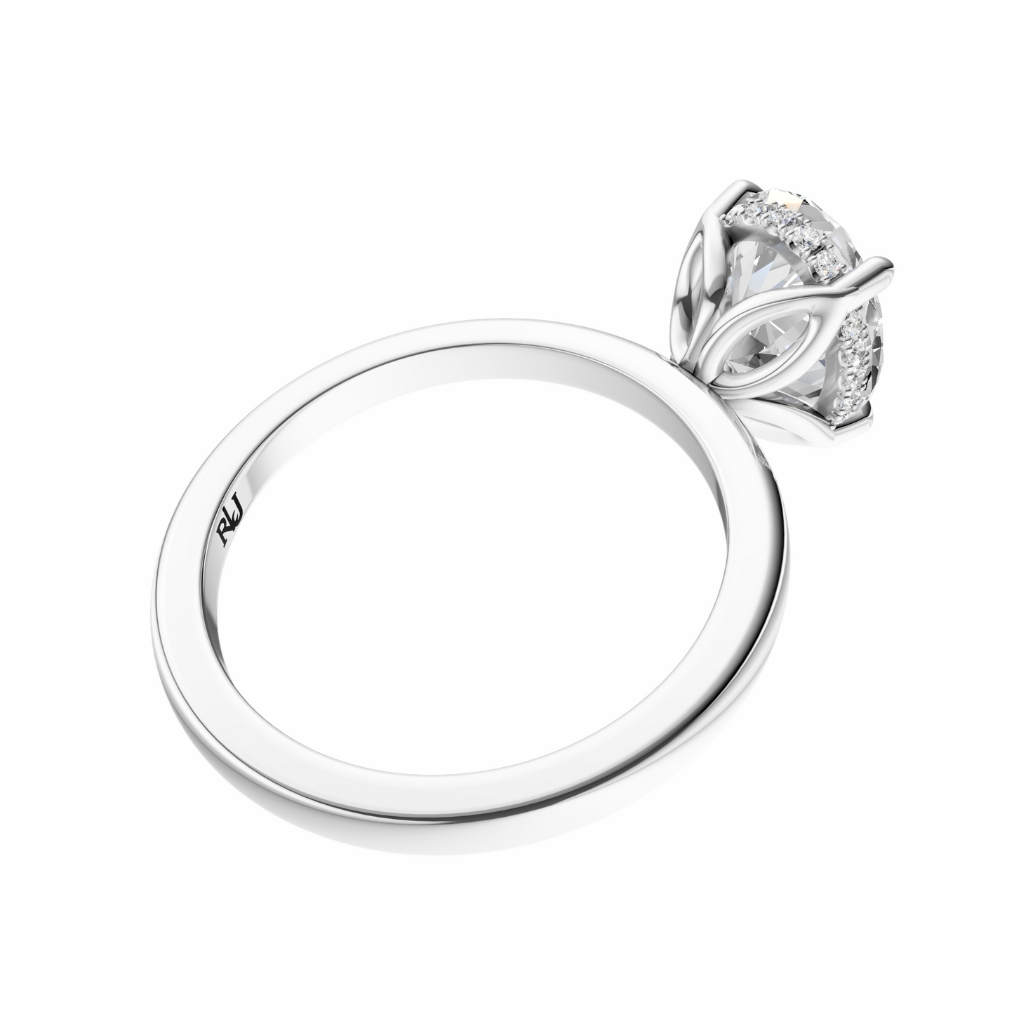 Oval Tulip Hidden Halo Solitaire Setting