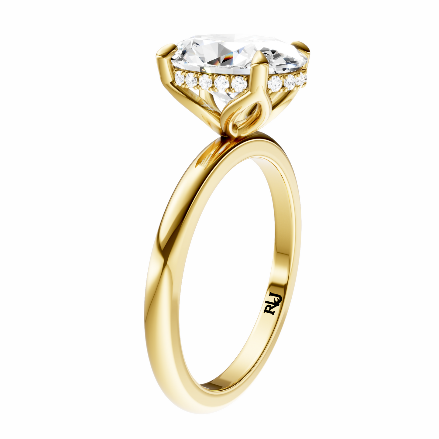 Oval Tulip Hidden Halo Solitaire Setting