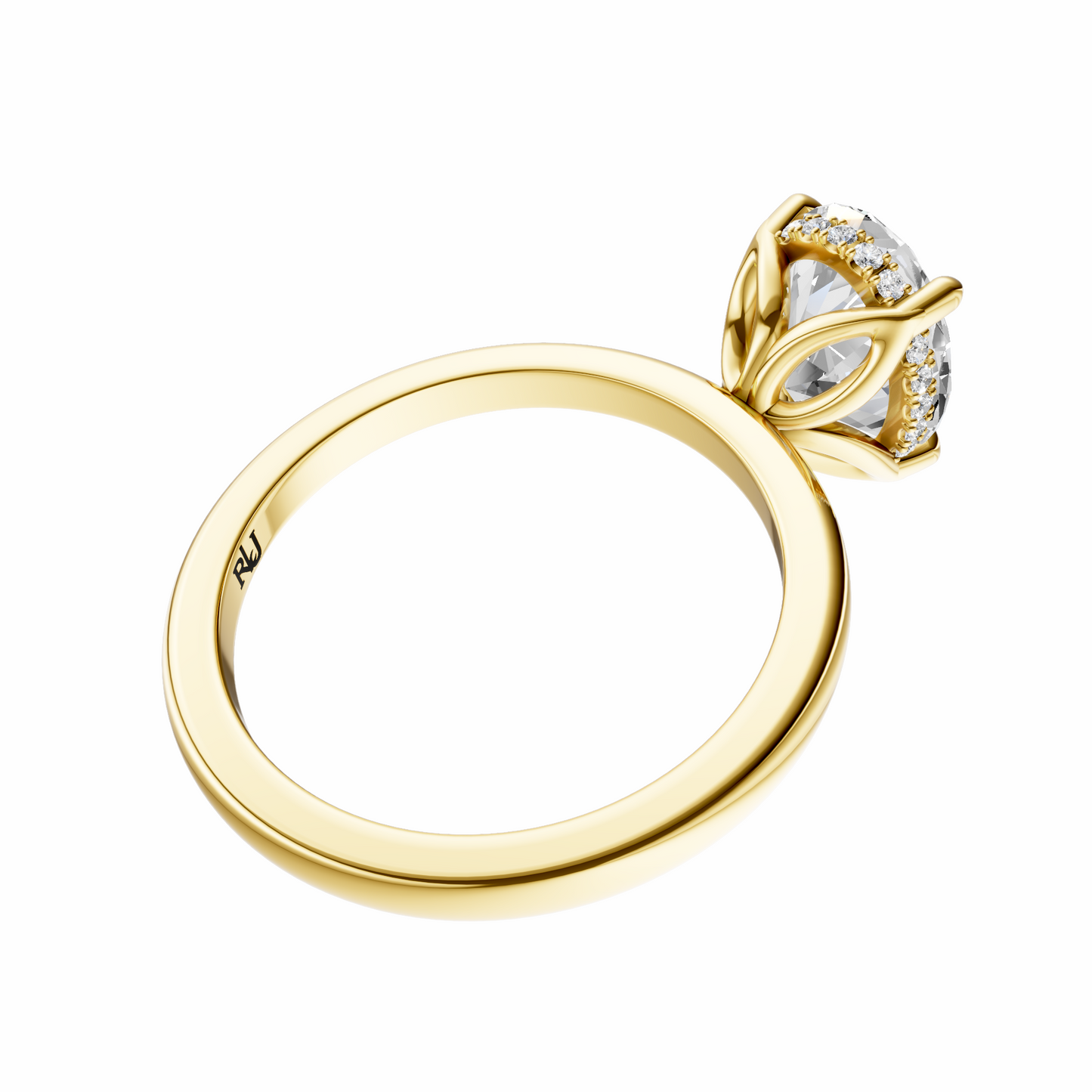Oval Tulip Hidden Halo Solitaire Setting