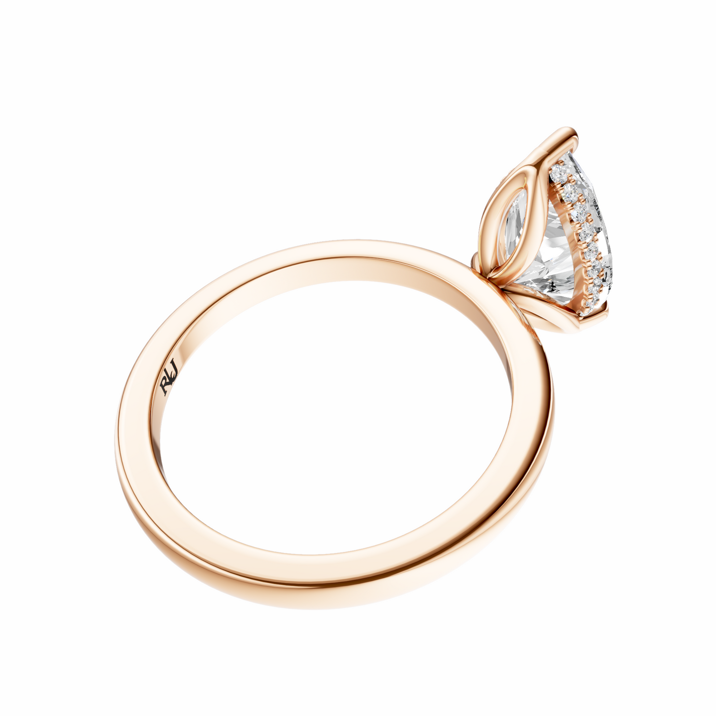 Pear Tulip Hidden Halo Solitaire Setting
