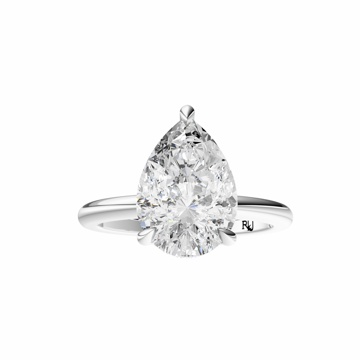 Pear Tulip Hidden Halo Solitaire Setting
