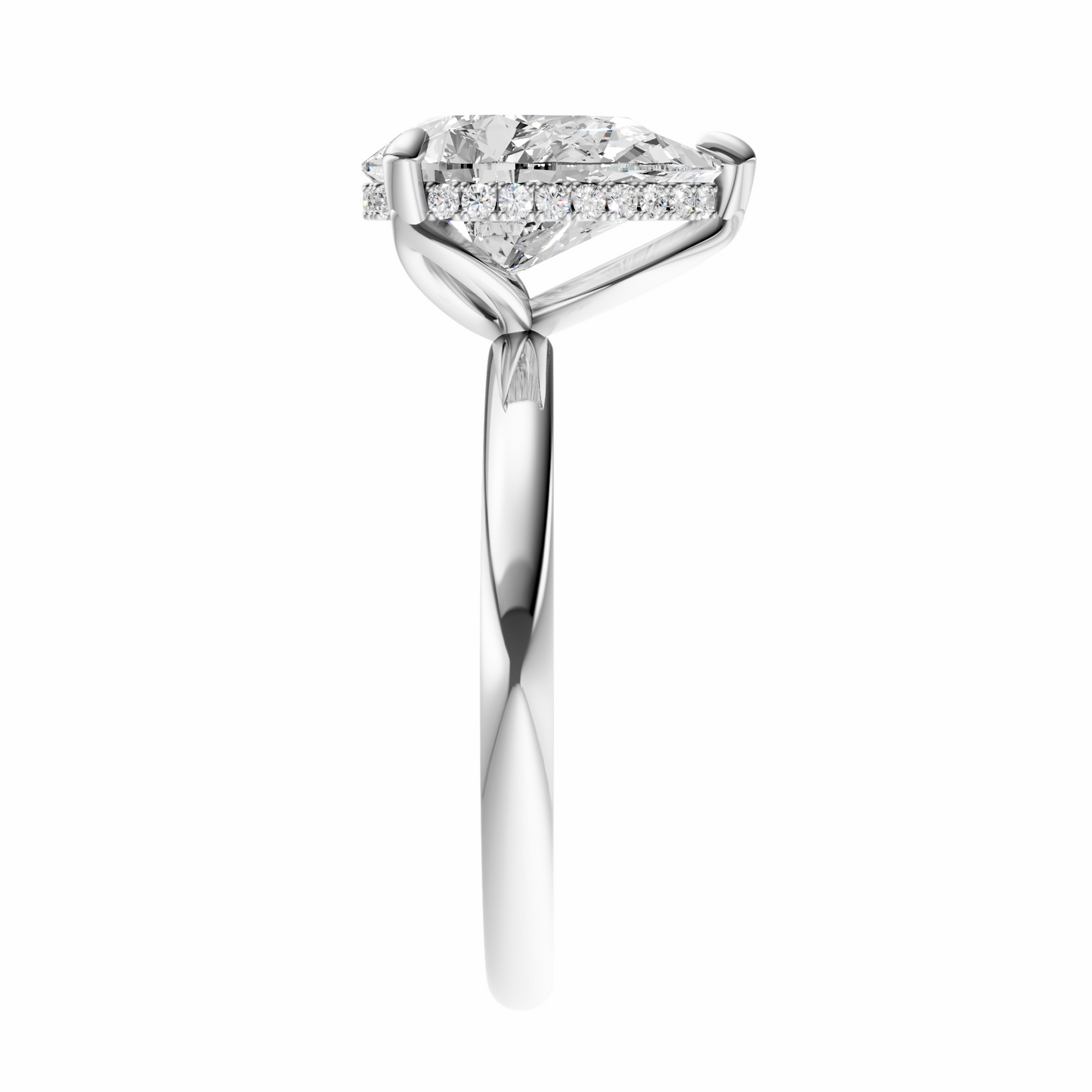 Pear Tulip Hidden Halo Solitaire Setting