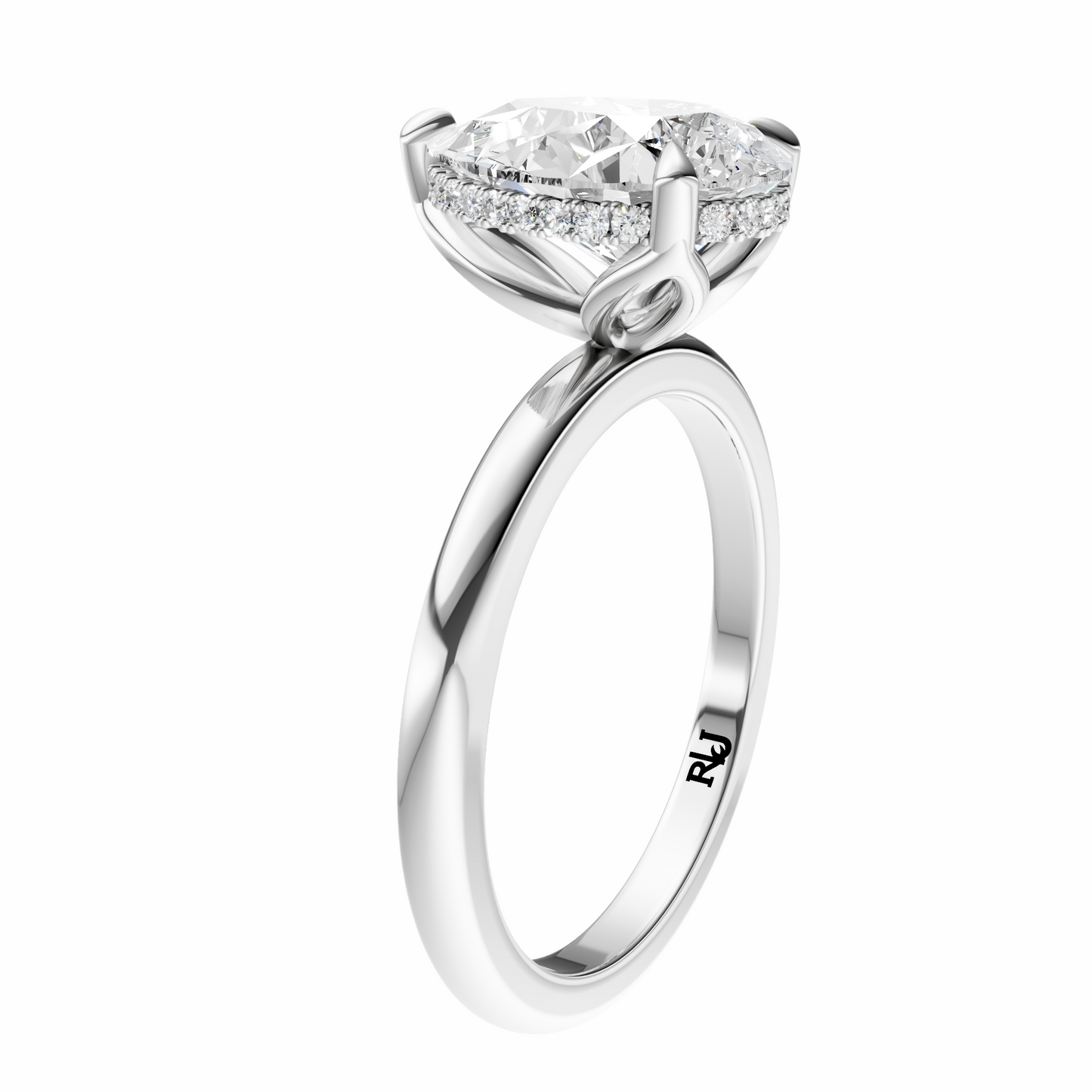Pear Tulip Hidden Halo Solitaire Setting