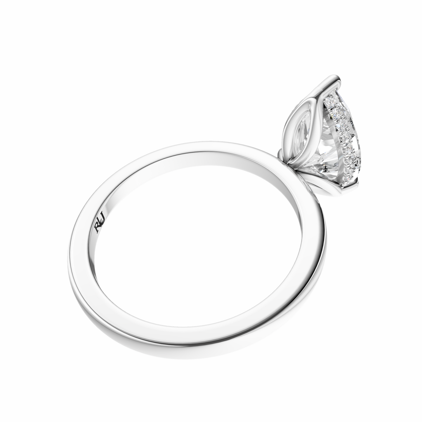 Pear Tulip Hidden Halo Solitaire Setting