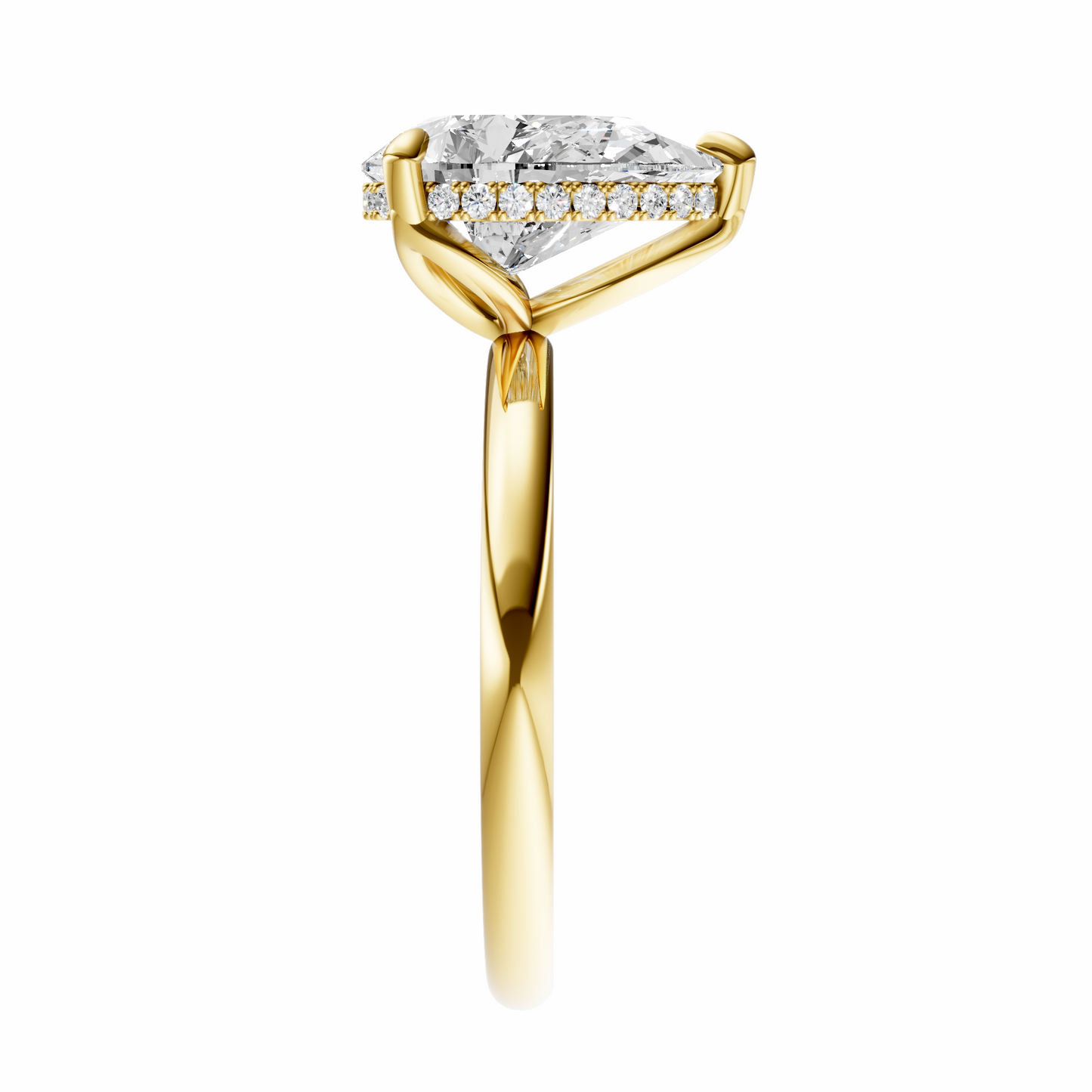 Pear Tulip Hidden Halo Solitaire Setting