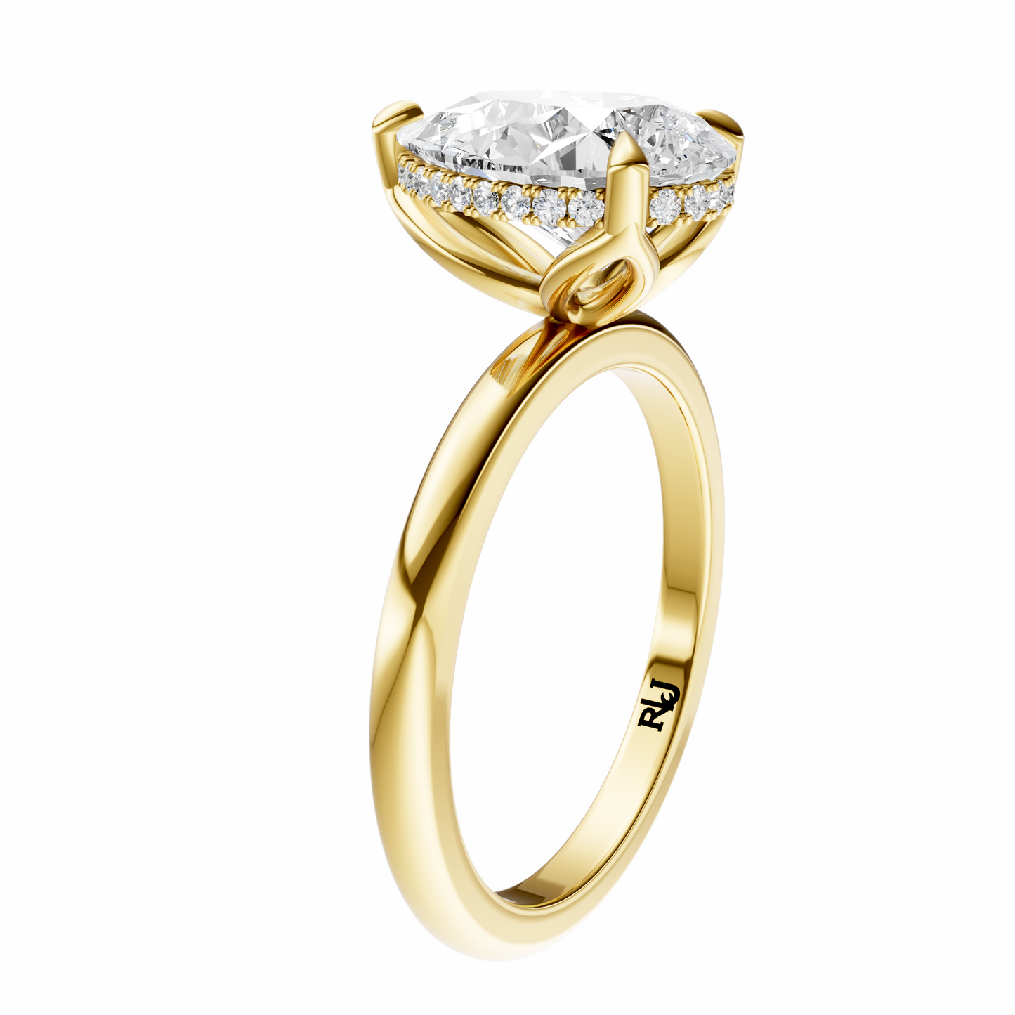 Pear Tulip Hidden Halo Solitaire Setting