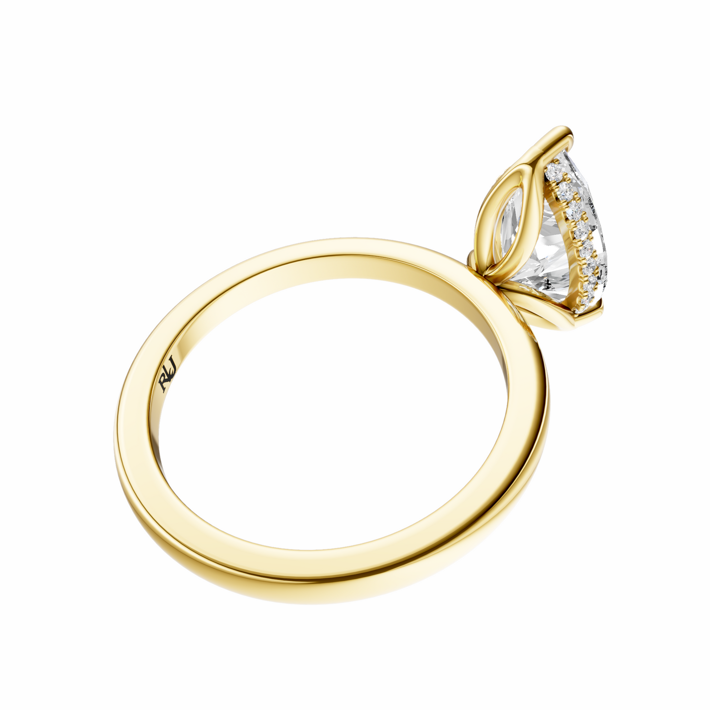 Pear Tulip Hidden Halo Solitaire Setting