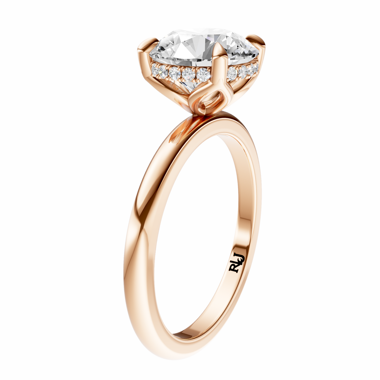 Round Tulip Hidden Halo Solitaire Setting