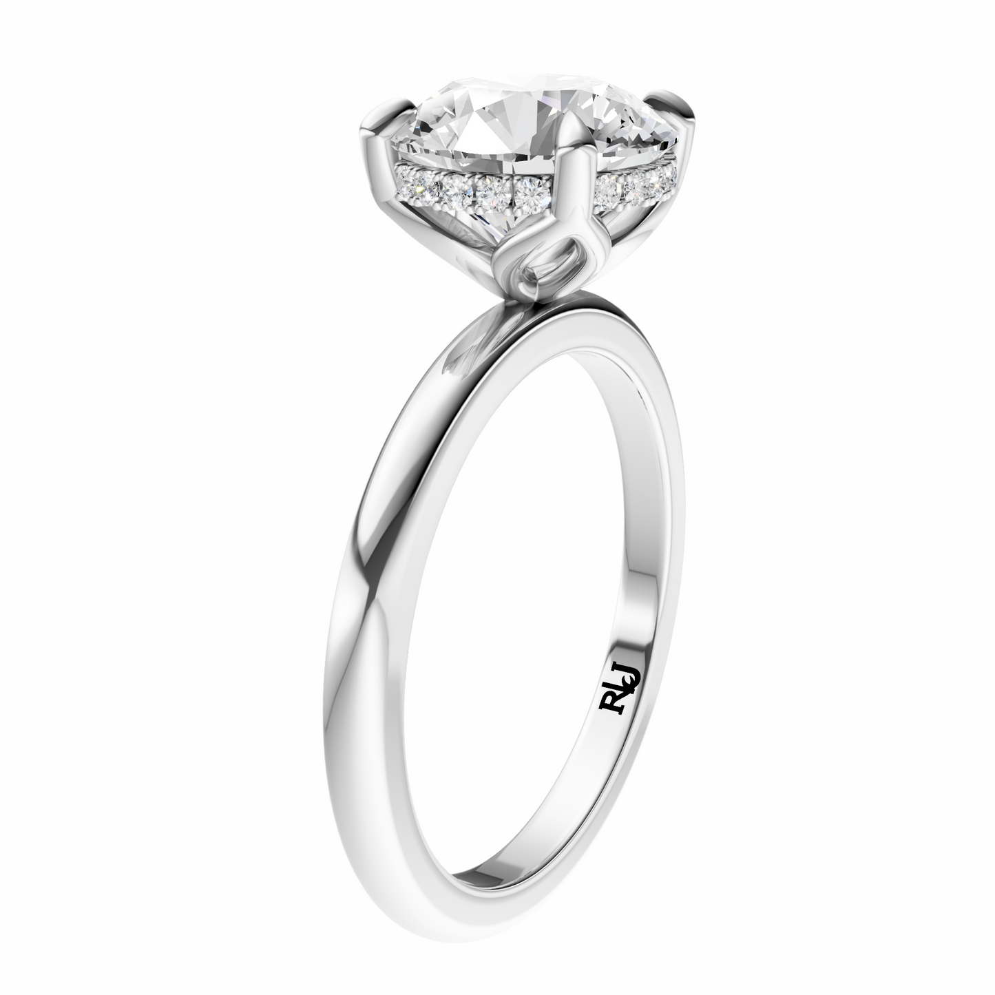 Round Tulip Hidden Halo Solitaire Setting