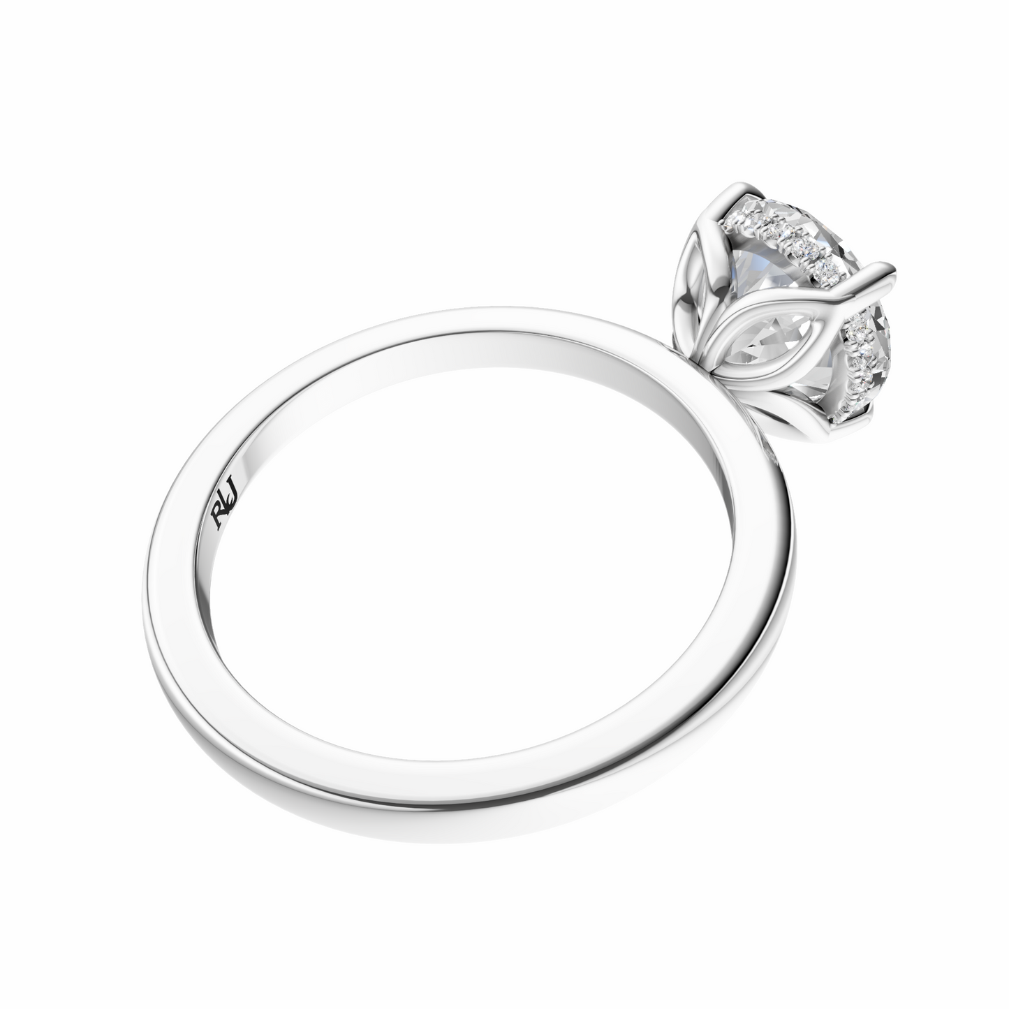 Round Tulip Hidden Halo Solitaire Setting