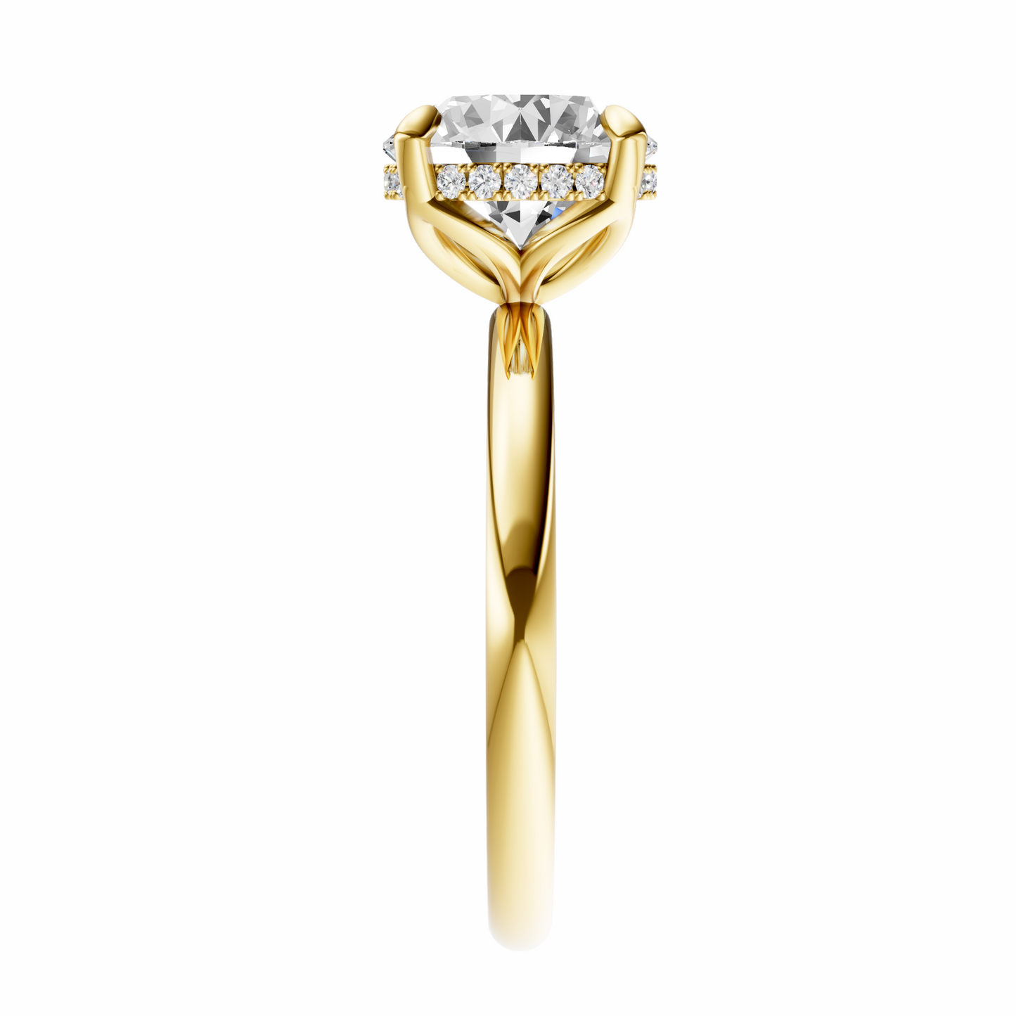 Round Tulip Hidden Halo Solitaire Setting
