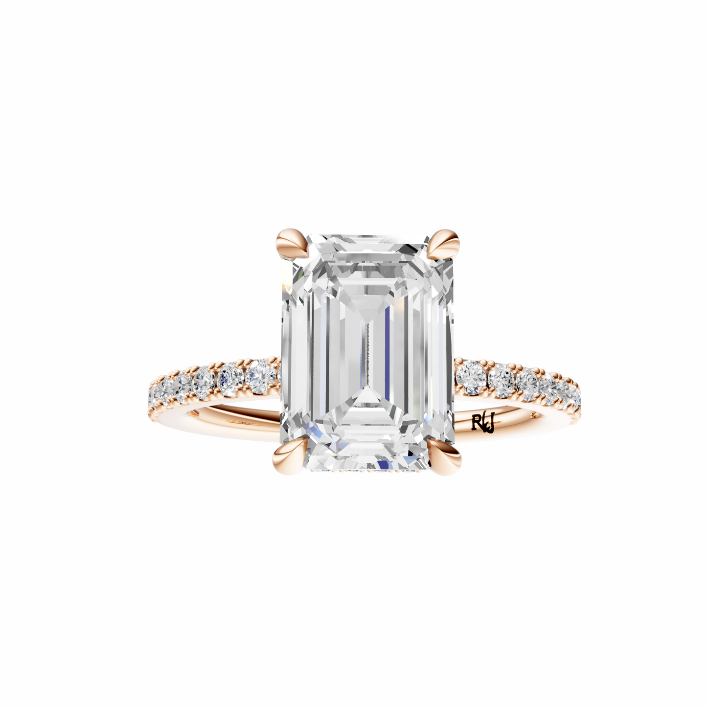 Emerald Traditional Tulip Hidden Halo Setting