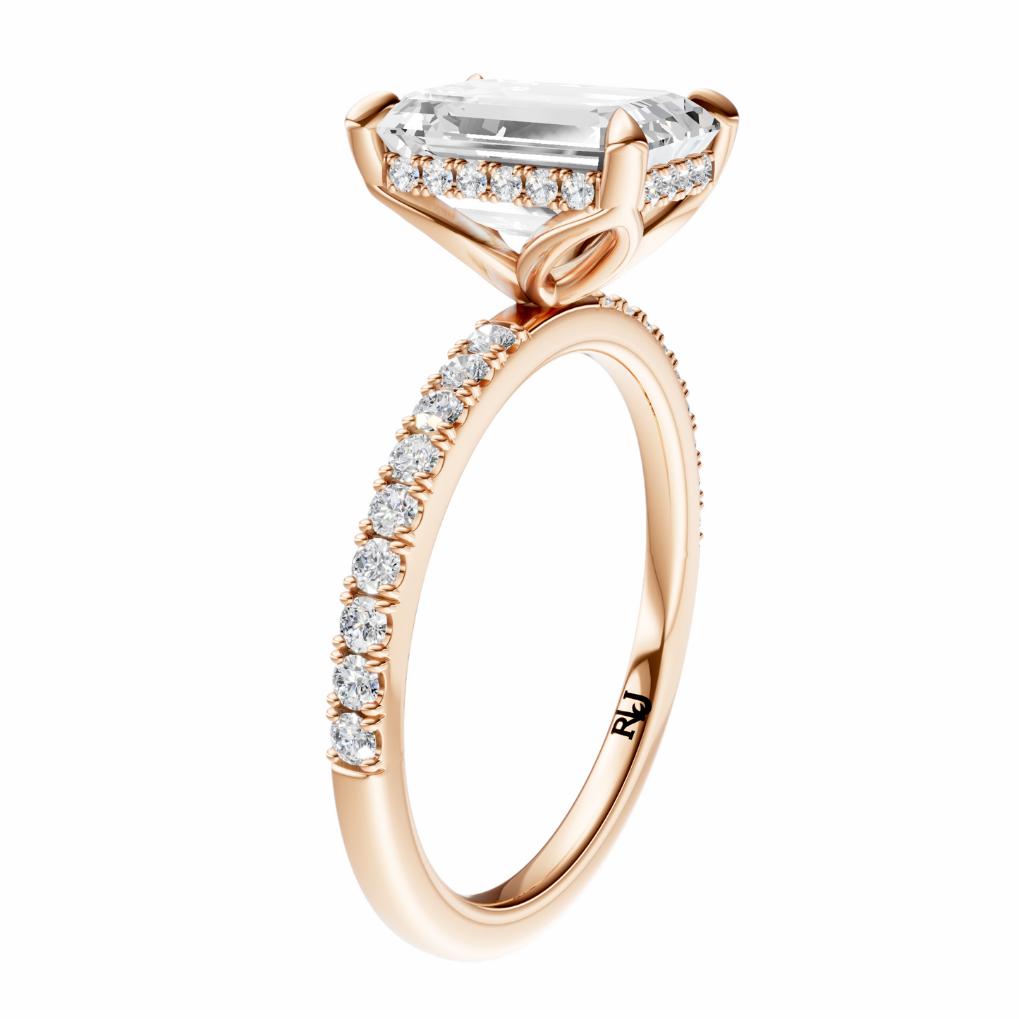 Emerald Traditional Tulip Hidden Halo Setting