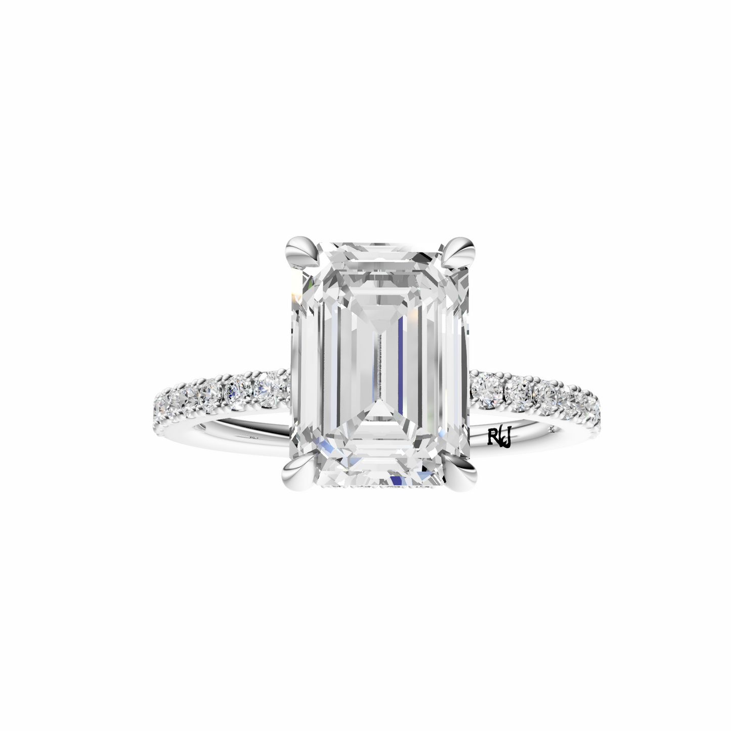 Emerald Traditional Tulip Hidden Halo Setting