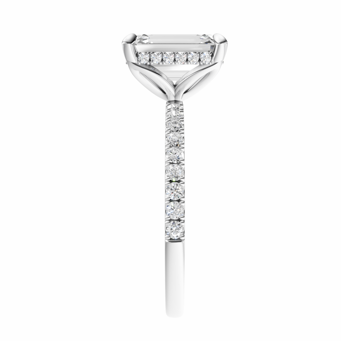Emerald Traditional Tulip Hidden Halo Setting