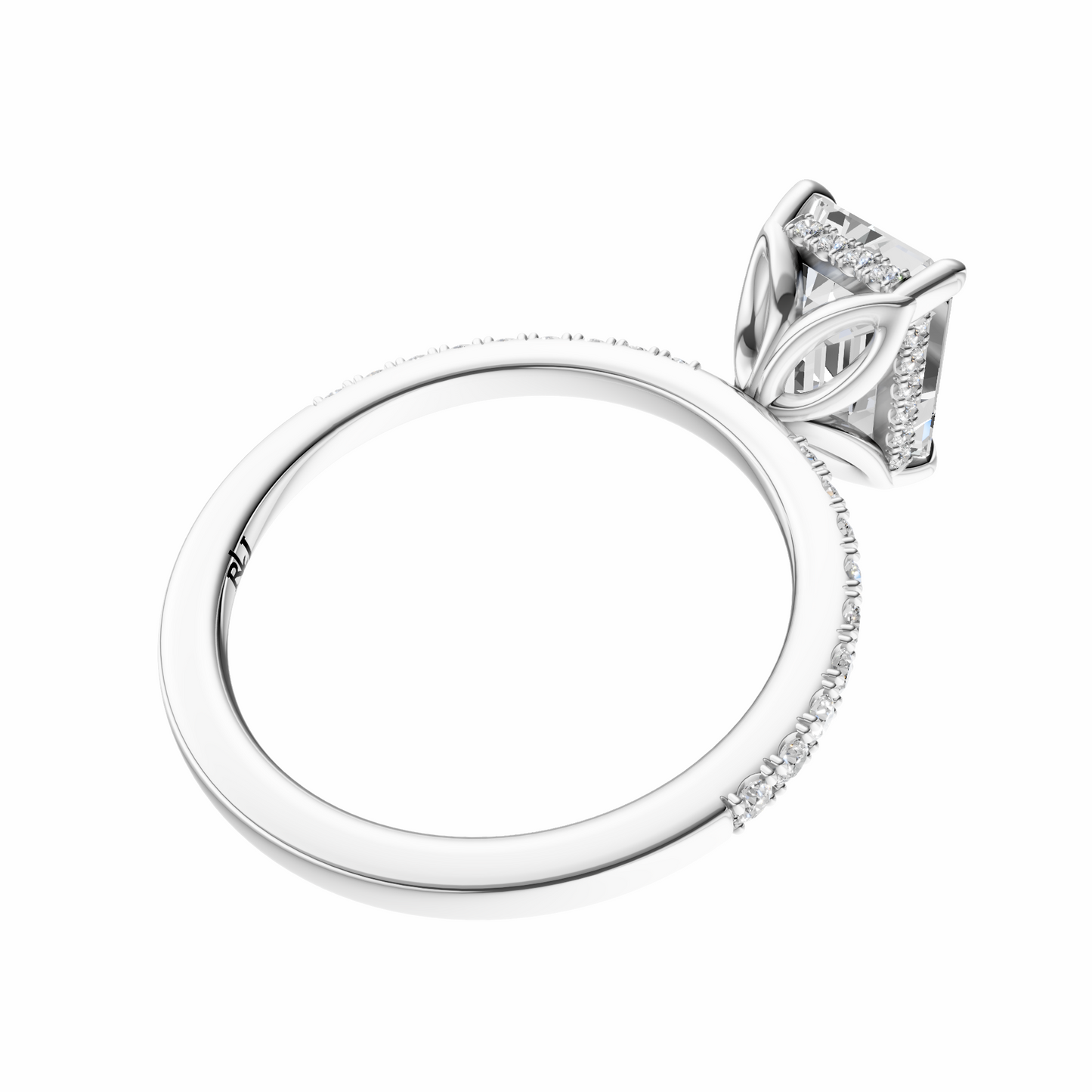 Emerald Traditional Tulip Hidden Halo Setting