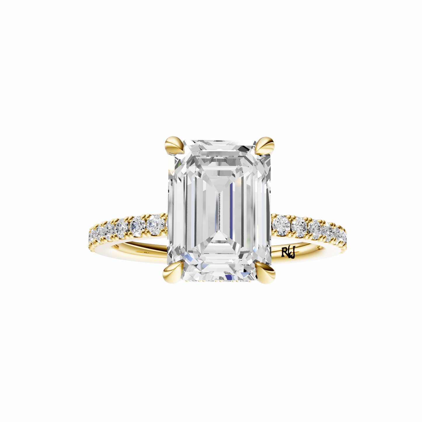 Emerald Traditional Tulip Hidden Halo Setting