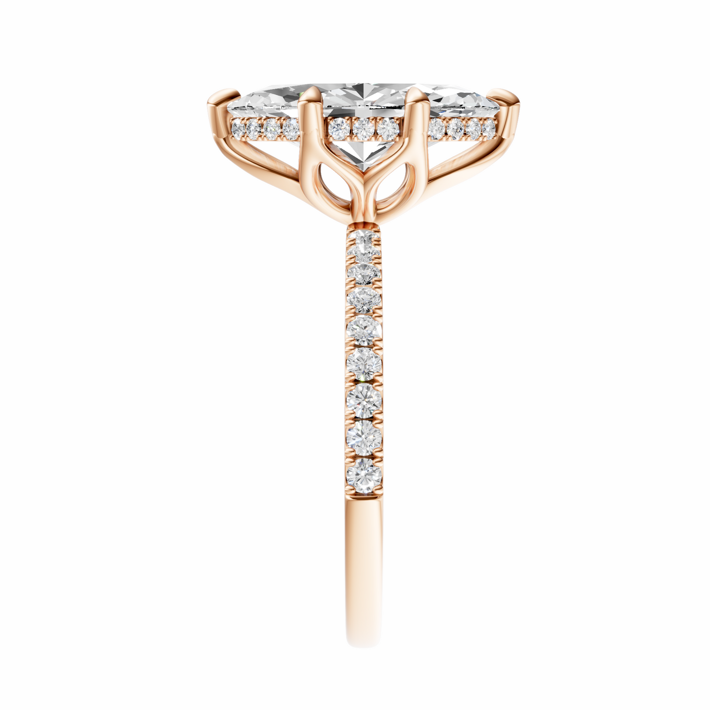Marquise Traditional Tulip Hidden Halo Setting
