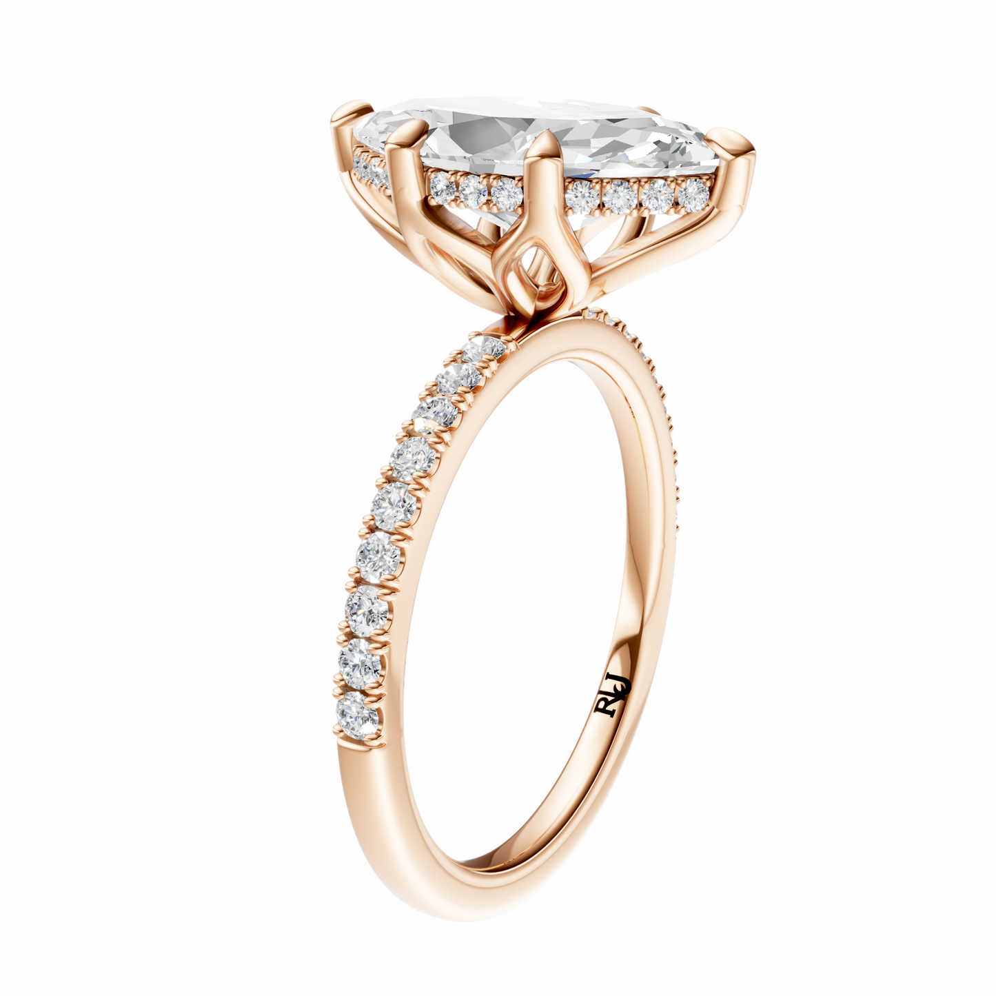 Marquise Traditional Tulip Hidden Halo Setting