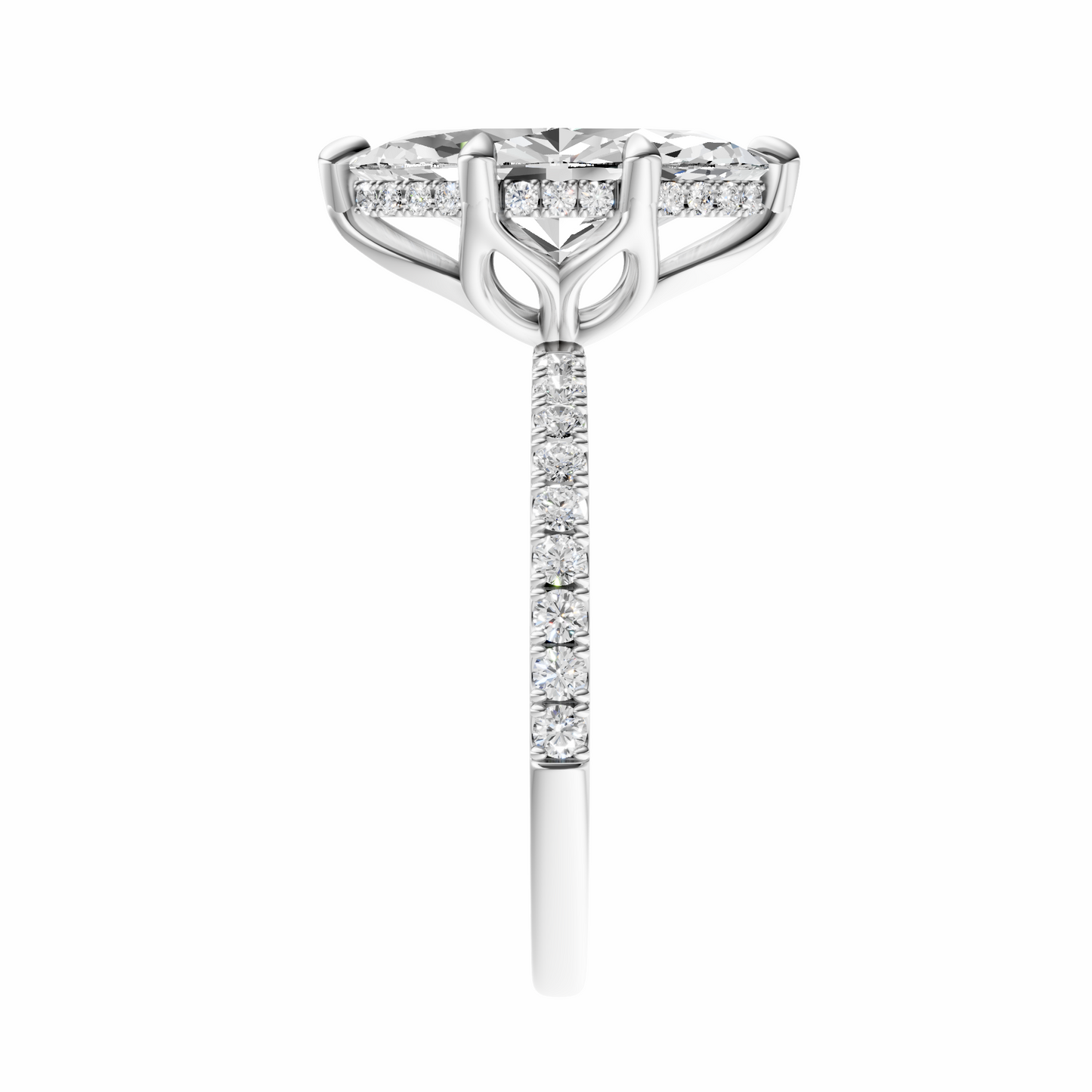 Marquise Traditional Tulip Hidden Halo Setting