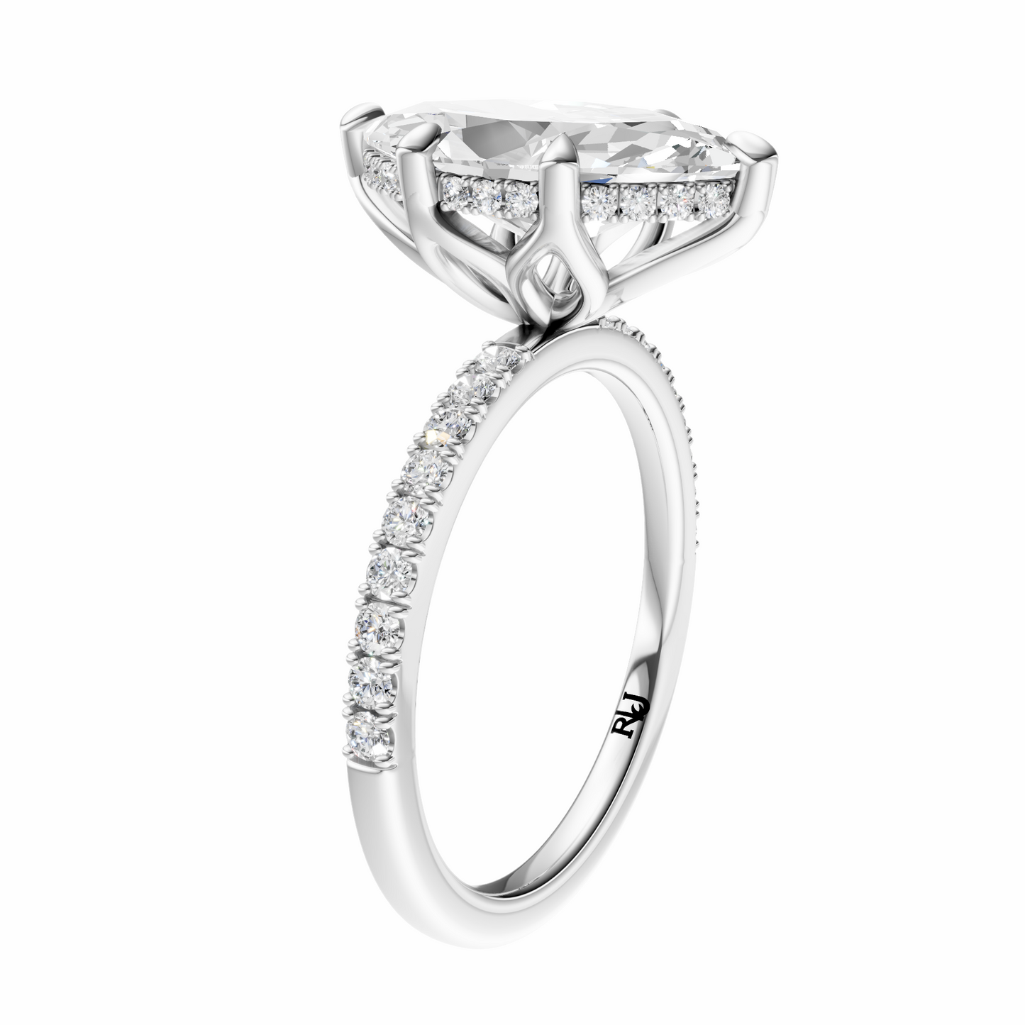 Marquise Traditional Tulip Hidden Halo Setting