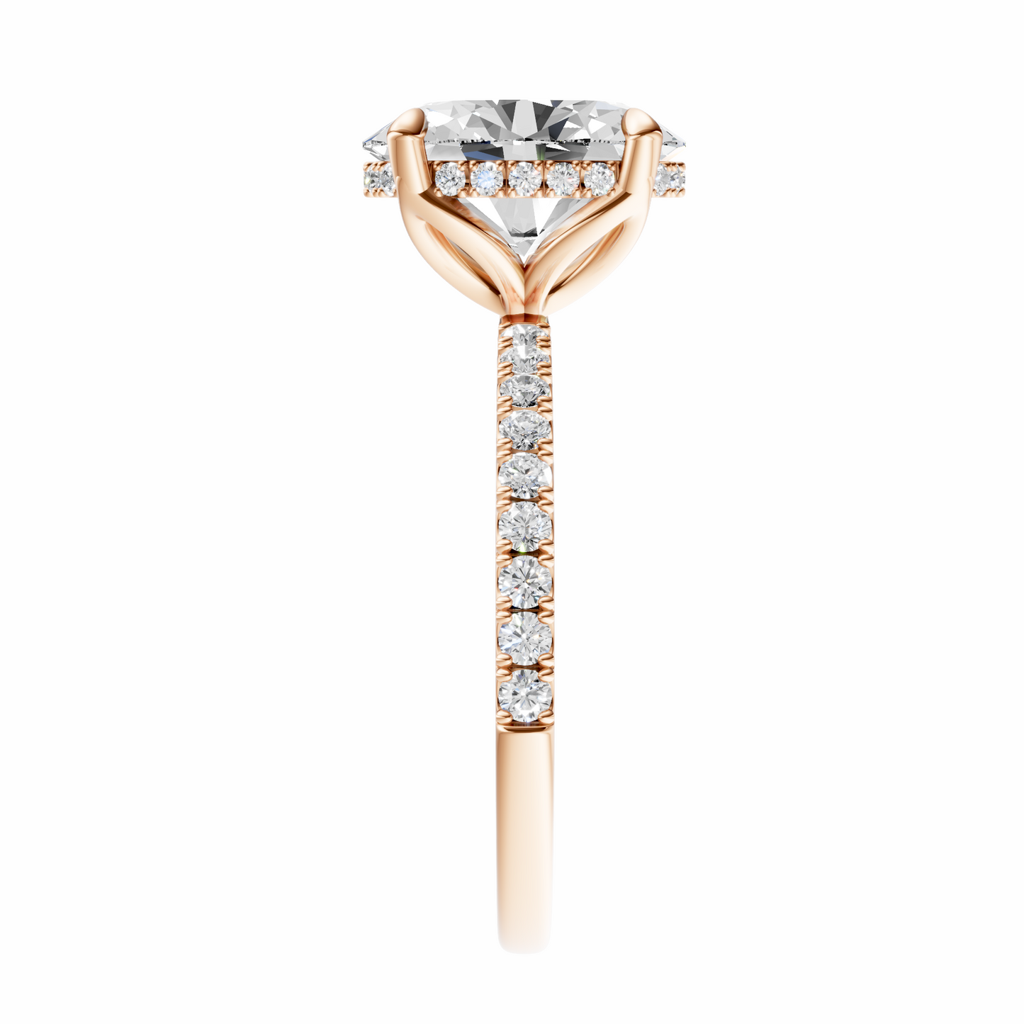 Oval Traditional Tulip Hidden Halo Setting