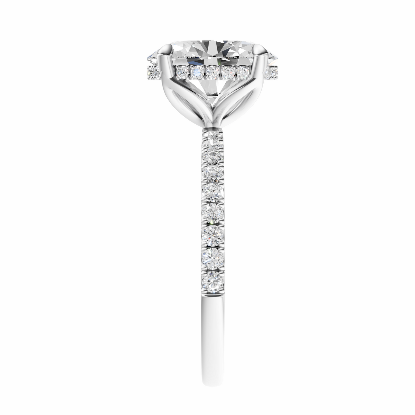 Oval Traditional Tulip Hidden Halo Setting