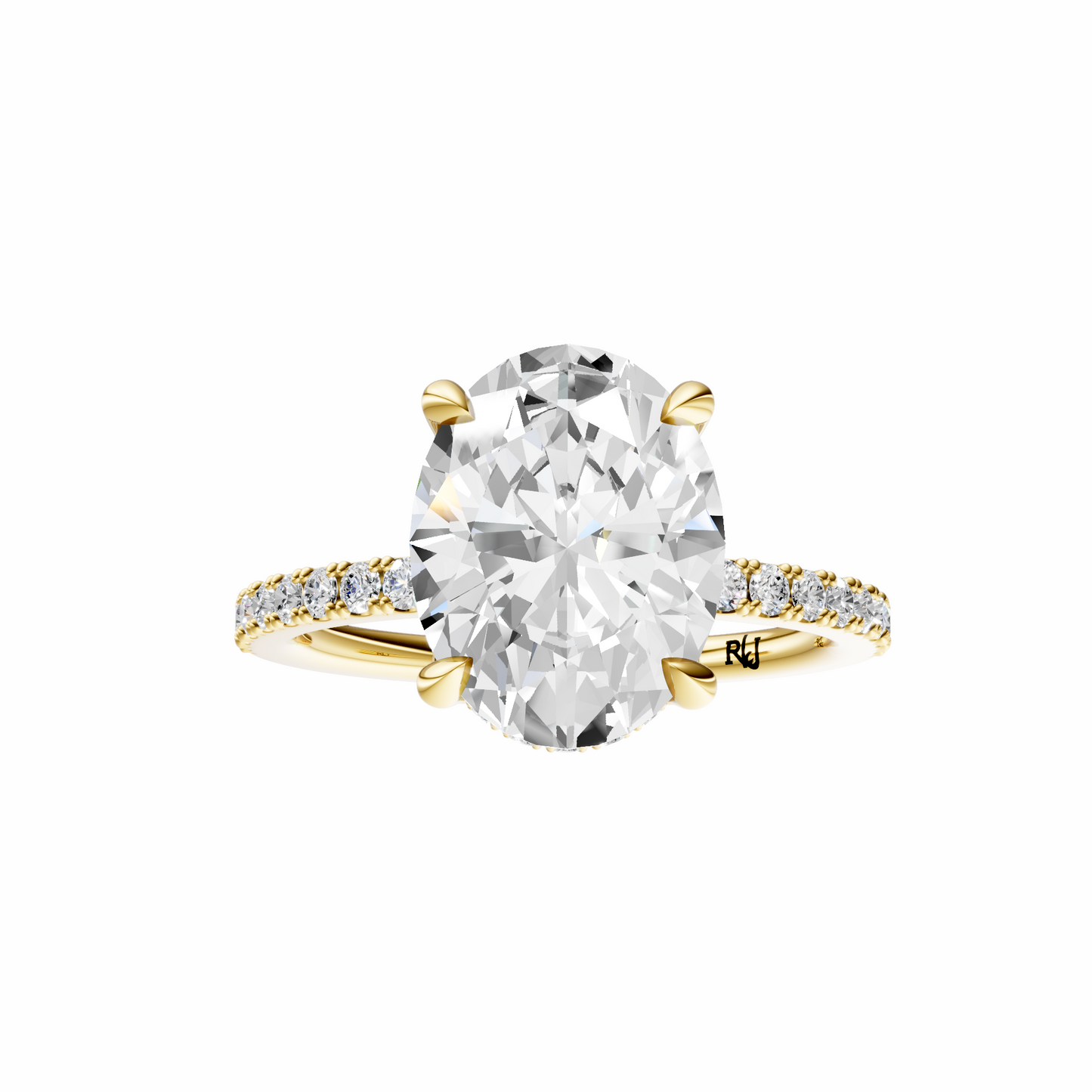 Oval Traditional Tulip Hidden Halo Setting